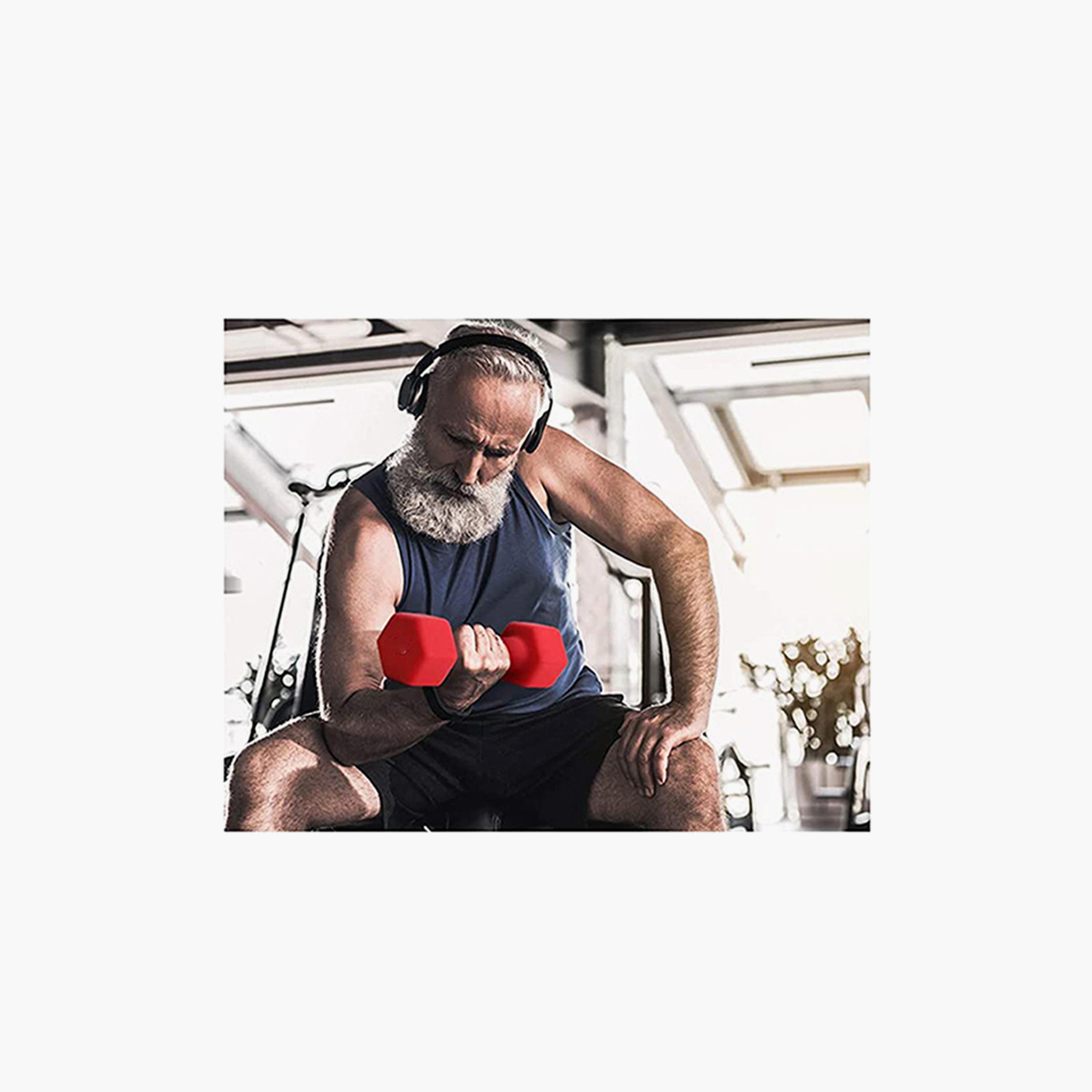 Vinyl Coated Fixed Weight Dumbbell, 2 Kg - Red-sports-gear-gym-image-3