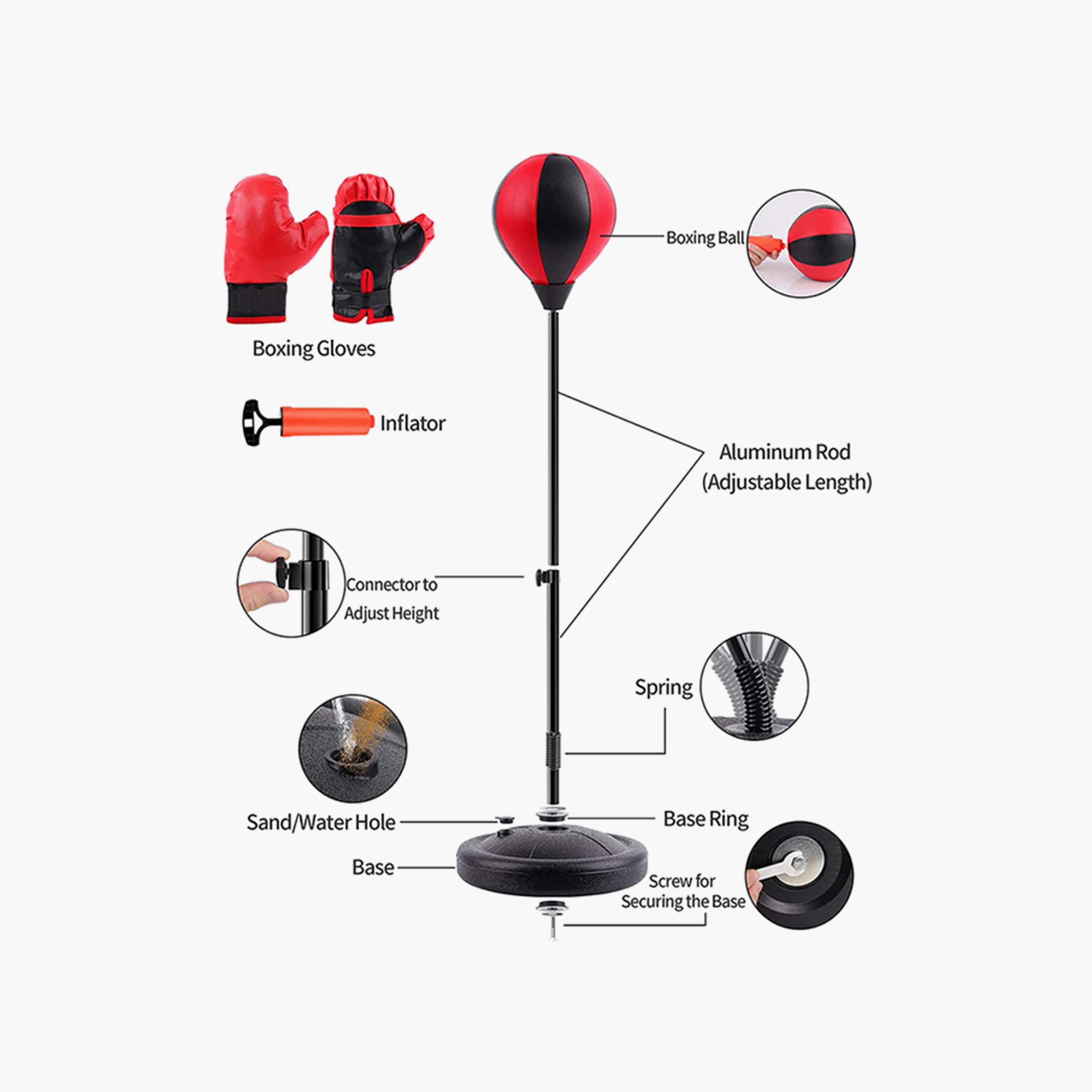 Indoor And Outdoor Play Stand Boxing Set - Red and Black-sports-gear-gym-image-2
