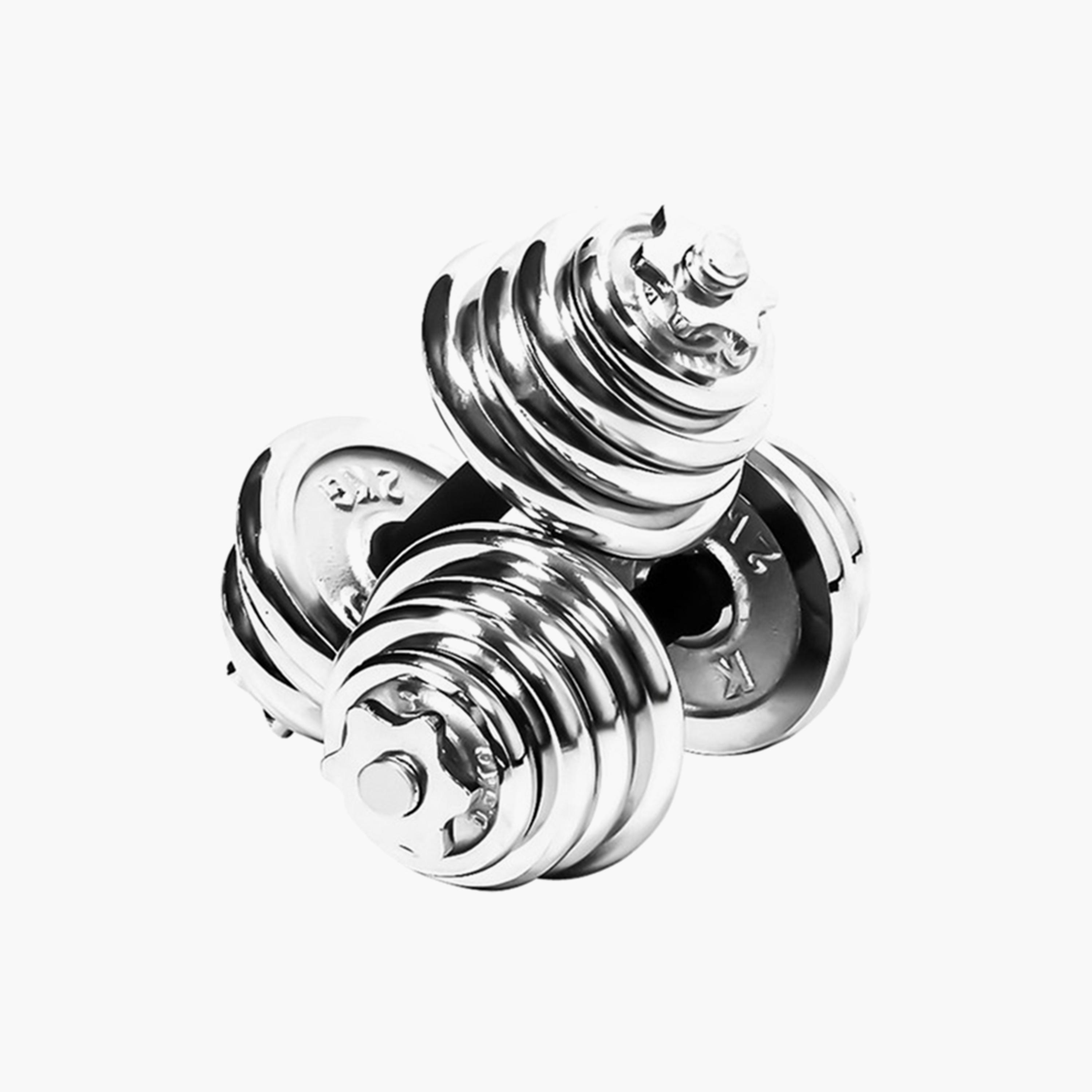 Integrated Dumbbell, Weight 15 Kg - Silver -sports-gear-gym-image-1