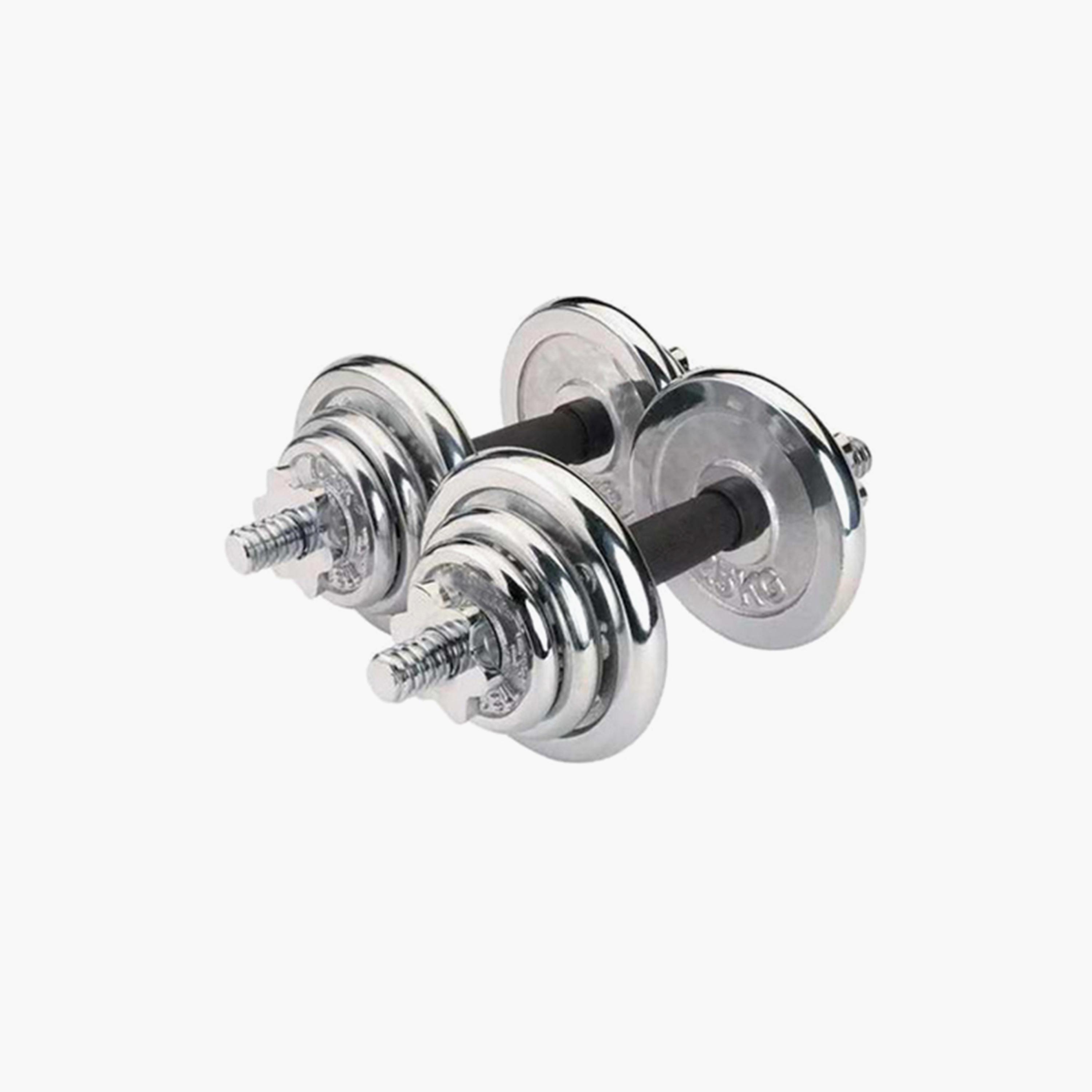 Integrated Dumbbell, Weight 15 Kg - Silver -sports-gear-gym-image-3