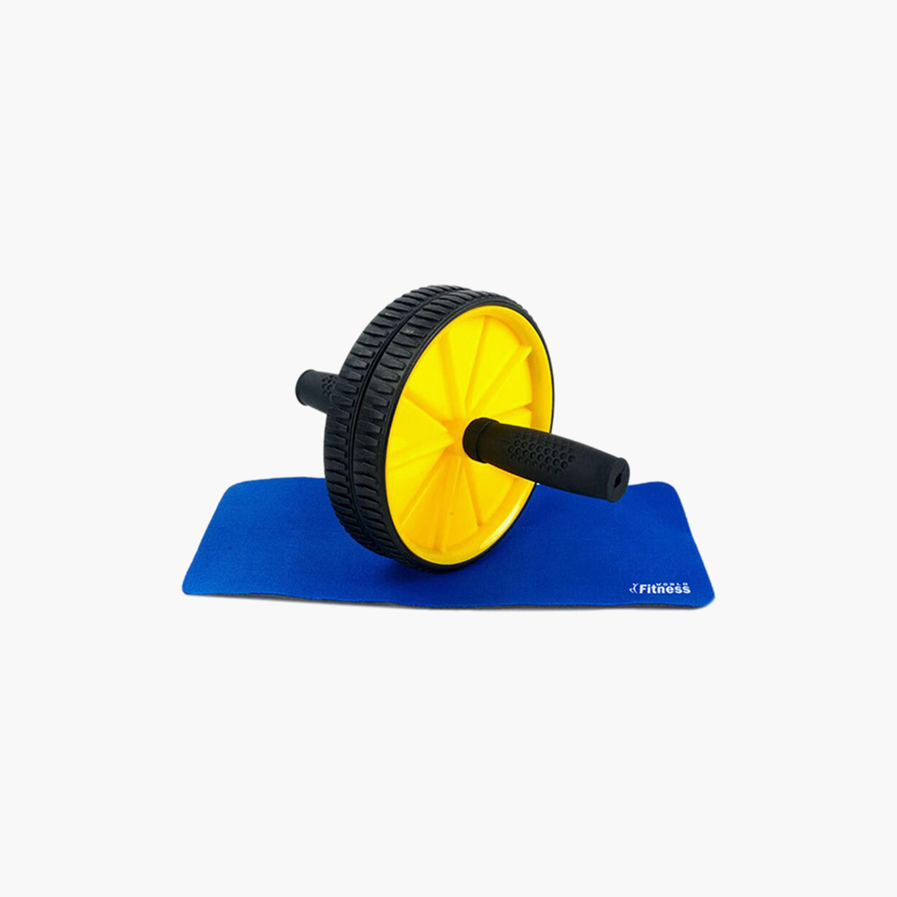 Aerobics Wheel with Mat - Yellow and Black-sports-gear-gym-image-1