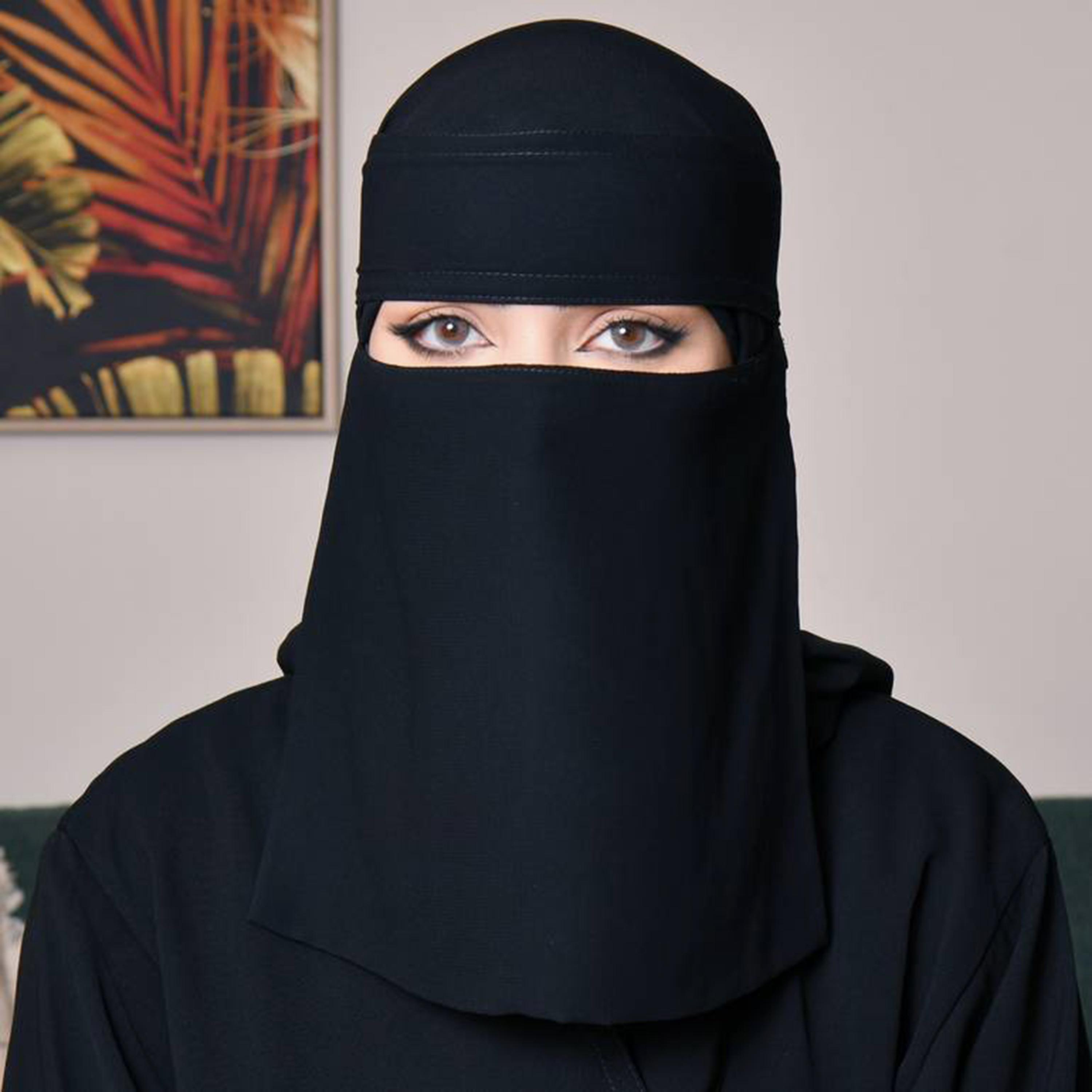 Beyond Abaya Black Silk Women's Niqab with Velcro Closure-women-arabicclothing-headscarf-niqab-image-1