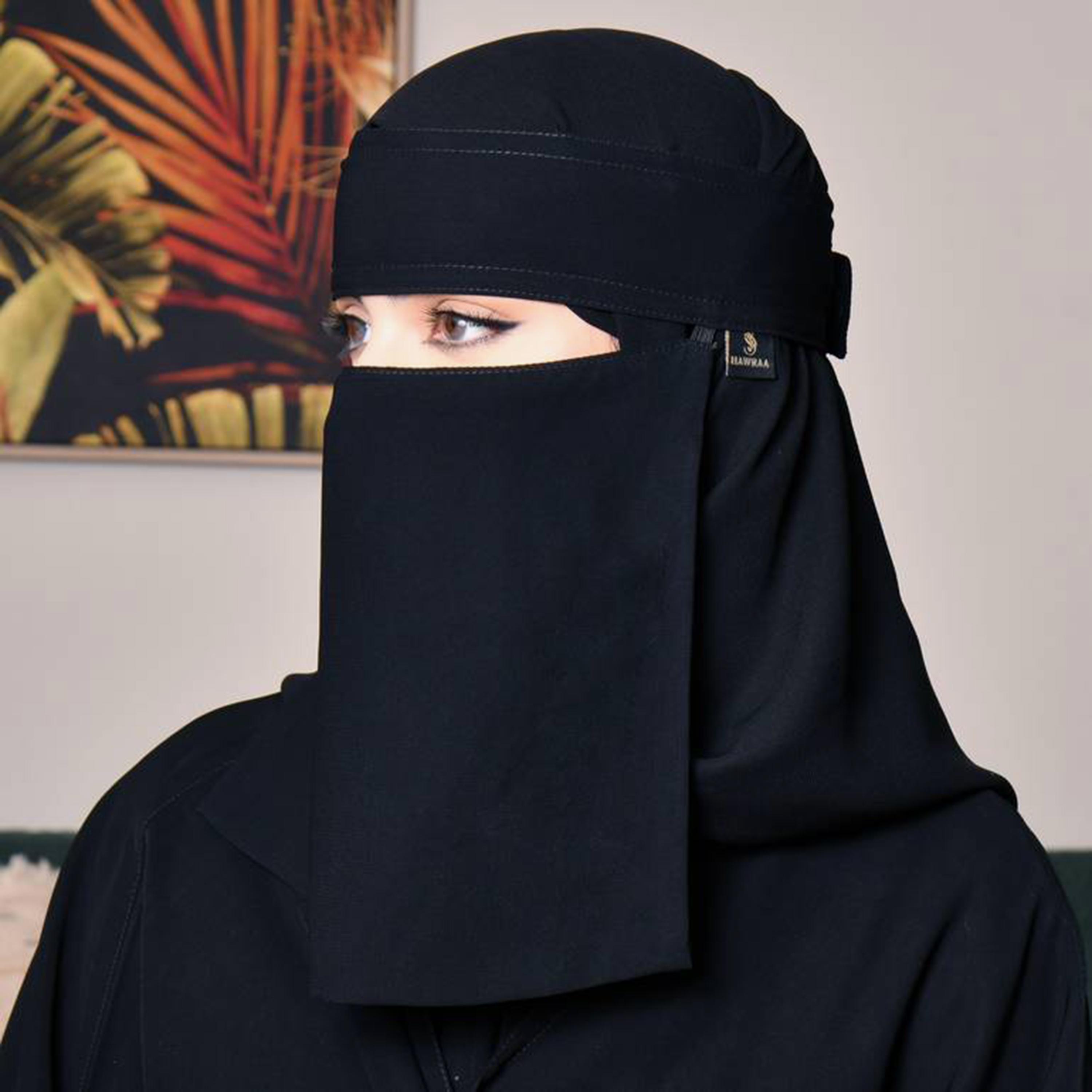 Beyond Abaya Black Silk Women's Niqab with Velcro Closure-women-arabicclothing-headscarf-niqab-image-2