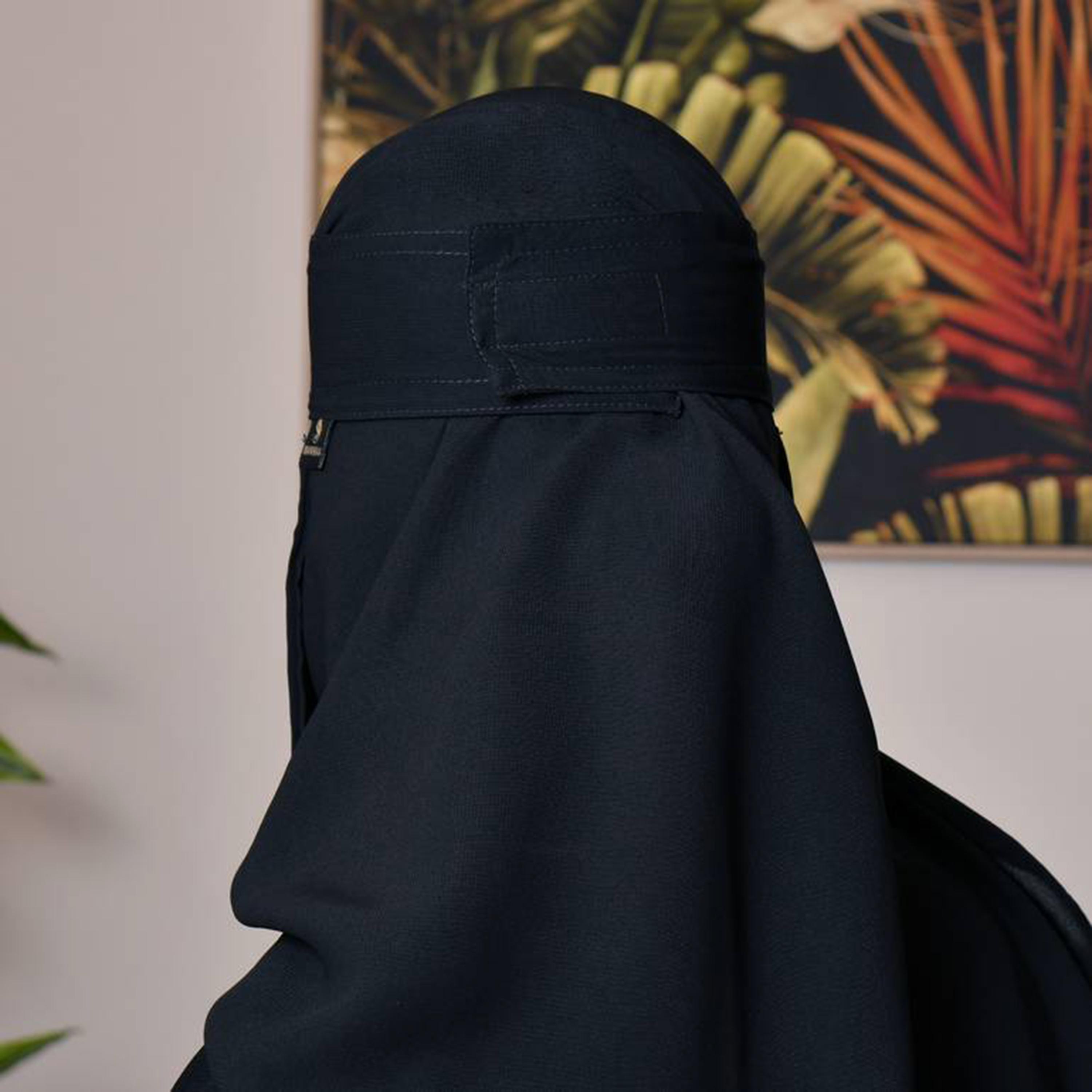Beyond Abaya Black Silk Women's Niqab with Velcro Closure-women-arabicclothing-headscarf-niqab-image-3