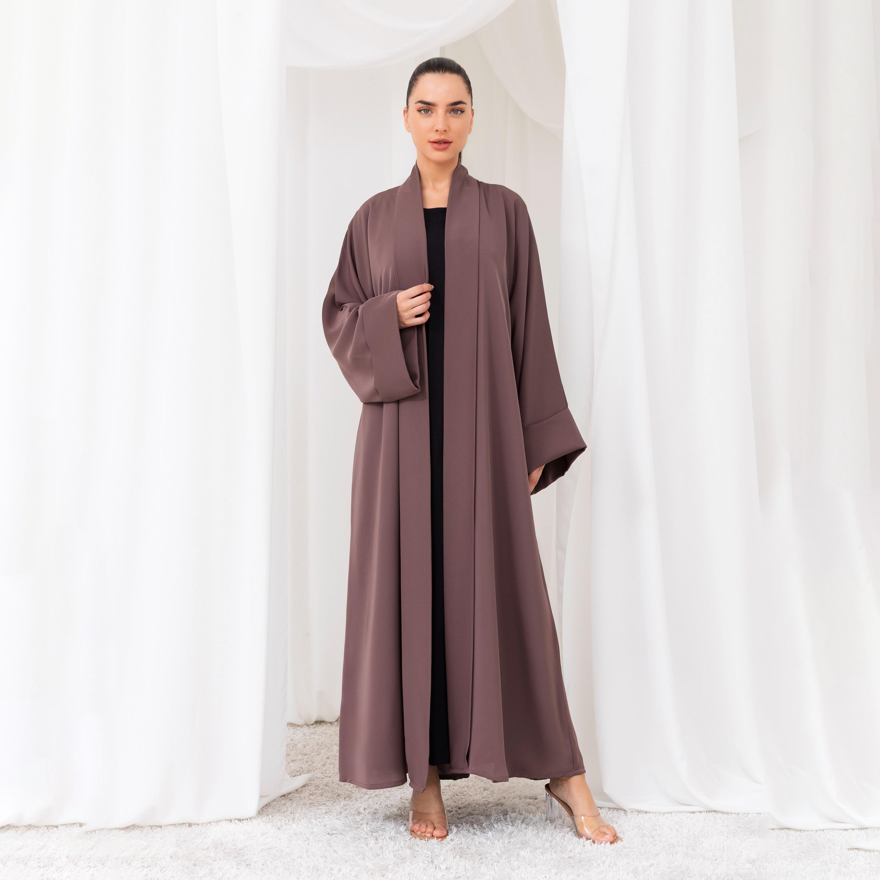 Nikias Muted Brown Kimono Sleeves Nida Women's Abaya-women-arabicclothing-abayas-image-1