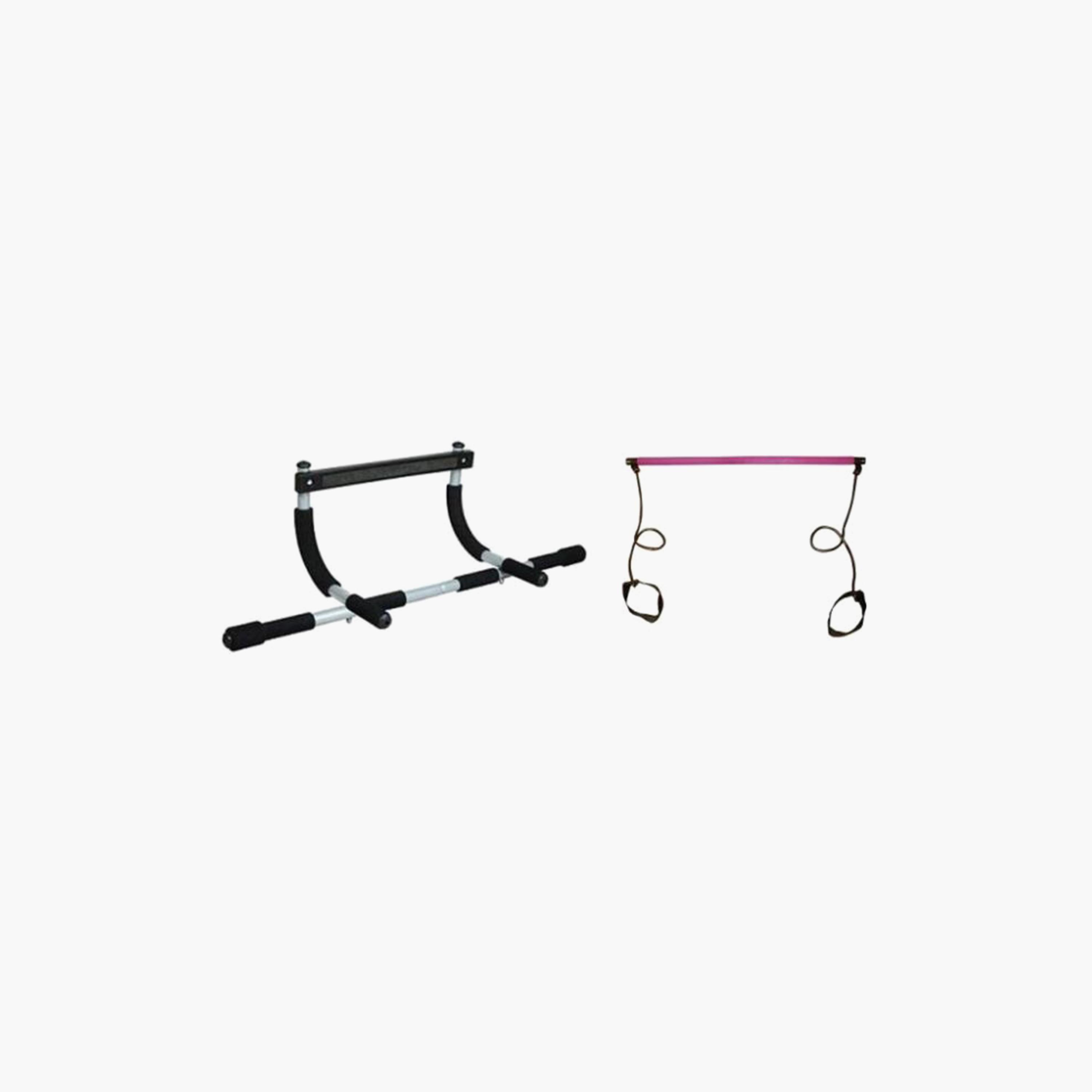 Push Up Bar With Suspension Rope - Black and Pink-sports-gear-gym-image-1