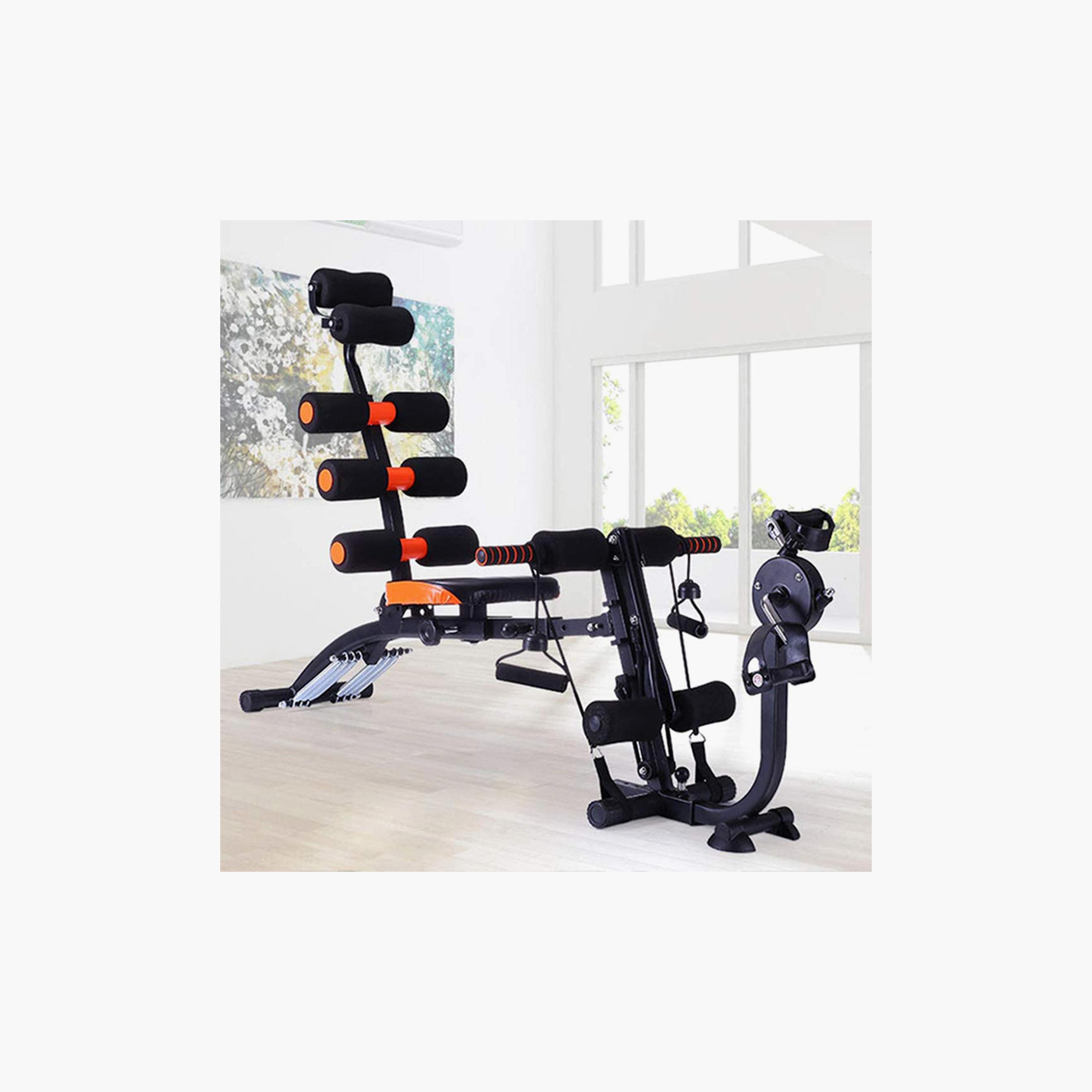 Six Pack Care Abdominal Machine With Bicycle - Black and Orange-sports-gear-gym-image-2