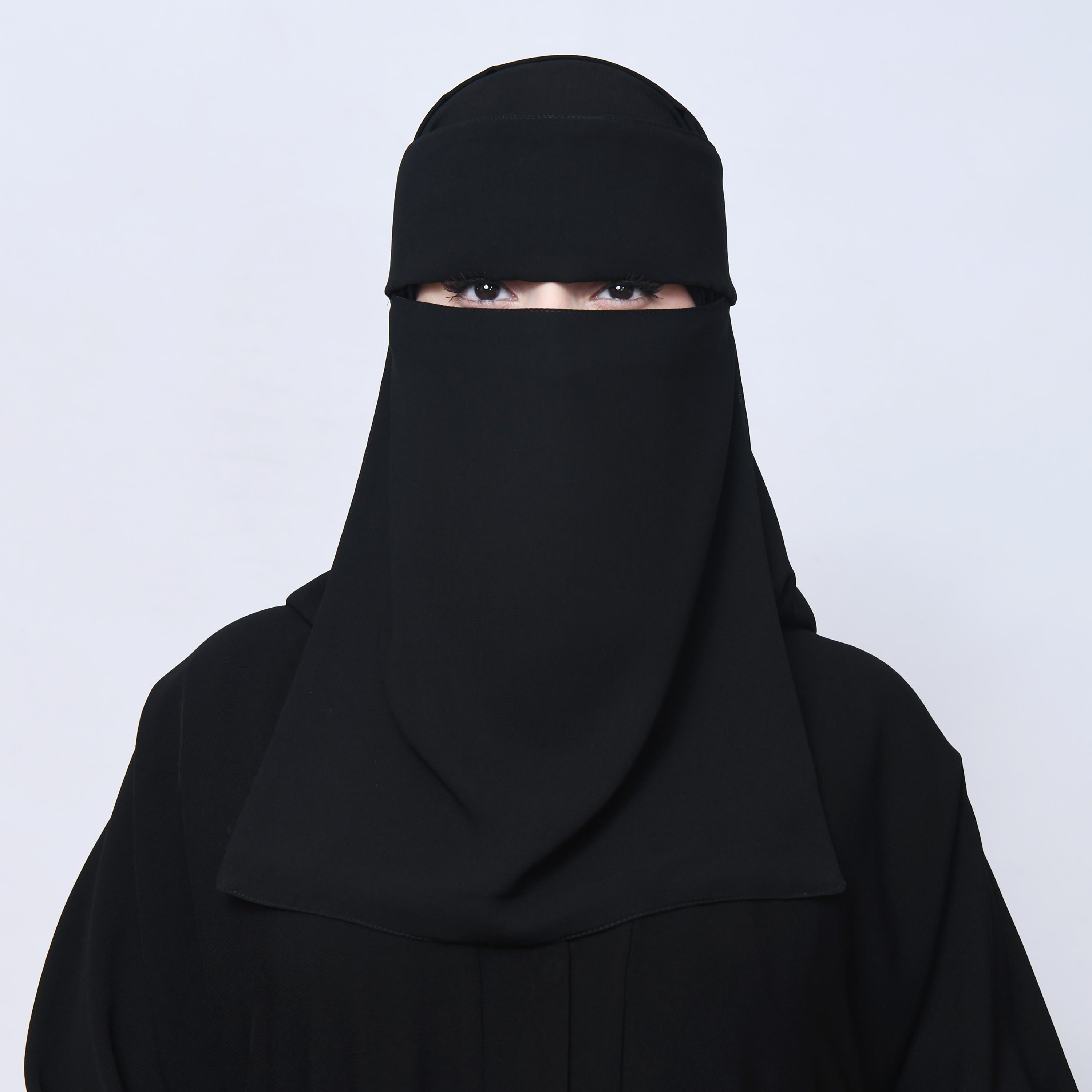 Hawraa Black Silk Women's Niqab-women-arabicclothing-headscarf-niqab-image-2