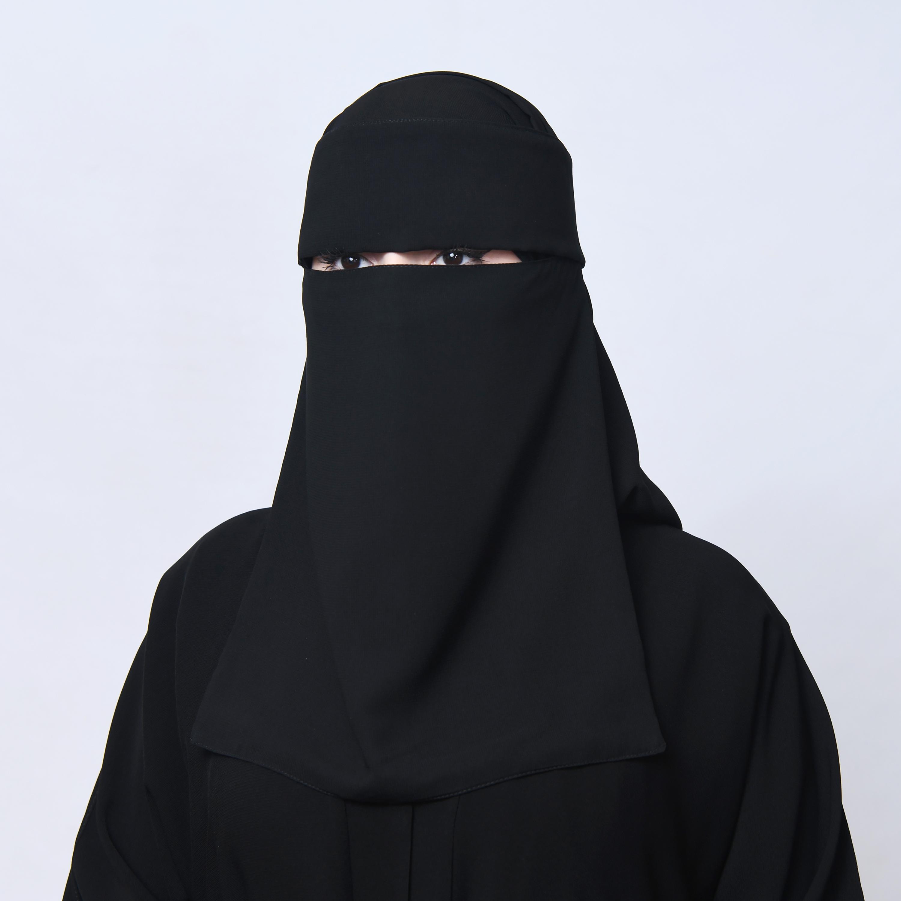 Hawraa Black Silk Women's Niqab-women-arabicclothing-headscarf-niqab-image-3