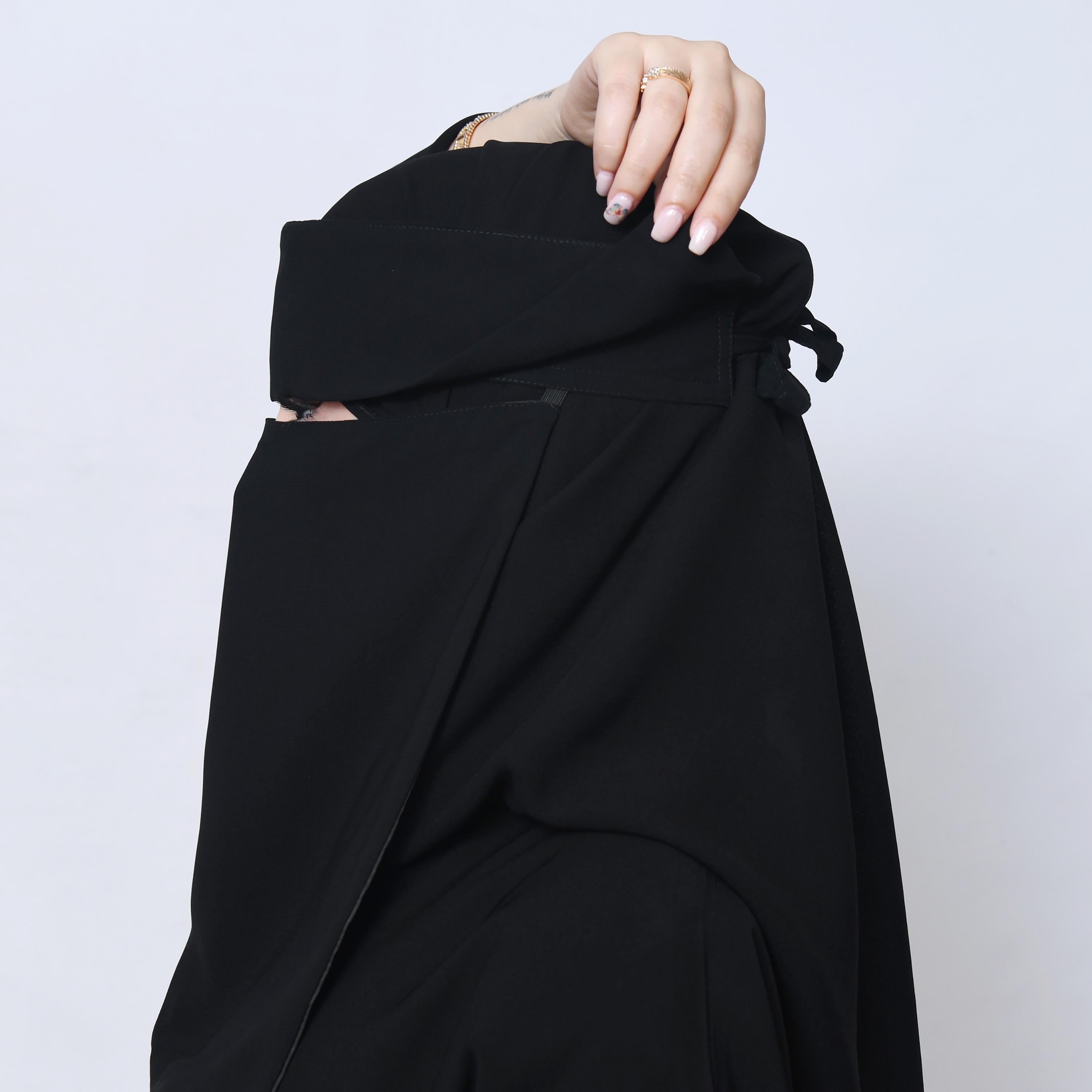 Hawraa Black Silk Women's Niqab-women-arabicclothing-headscarf-niqab-image-4