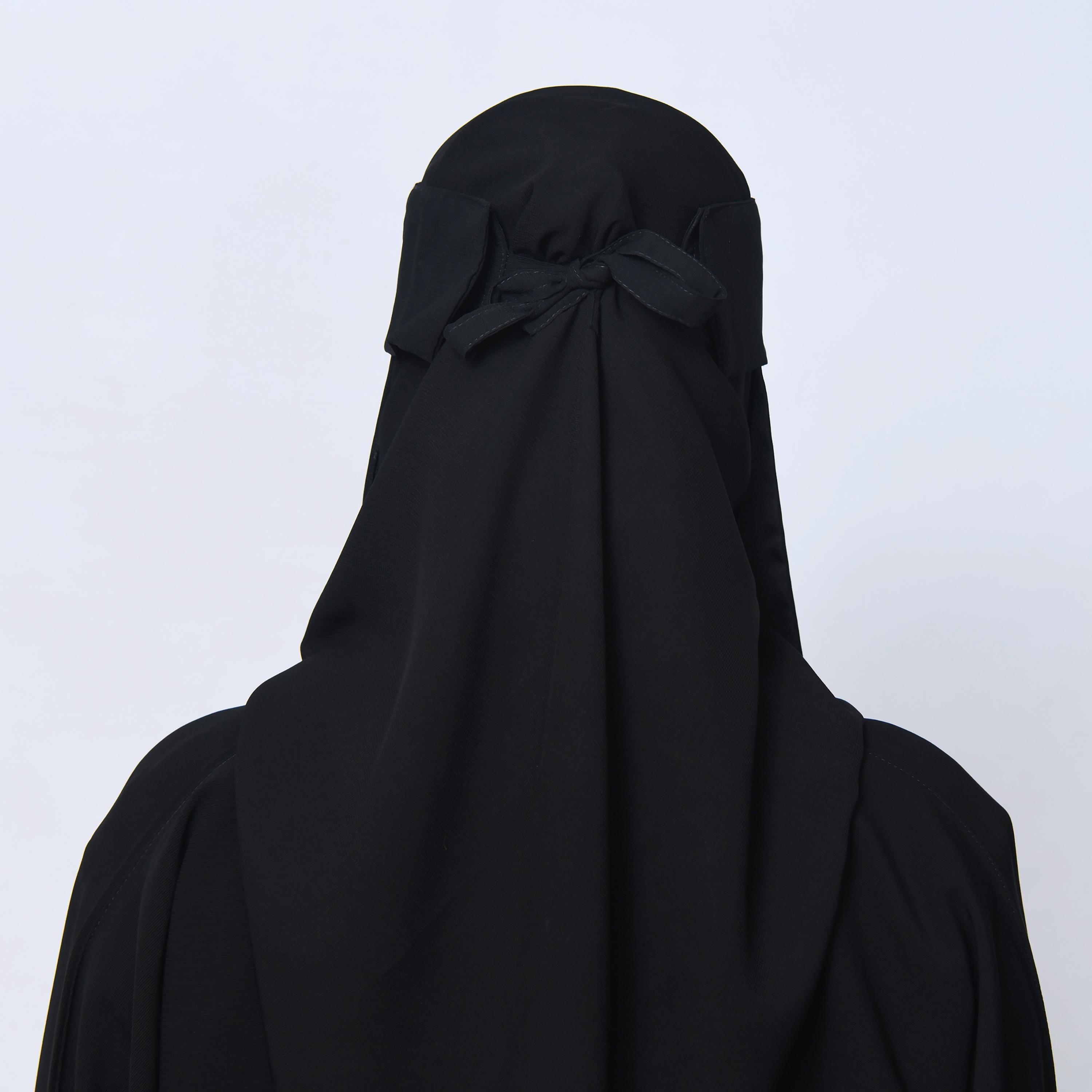 Hawraa Black Silk Women's Niqab-women-arabicclothing-headscarf-niqab-image-5