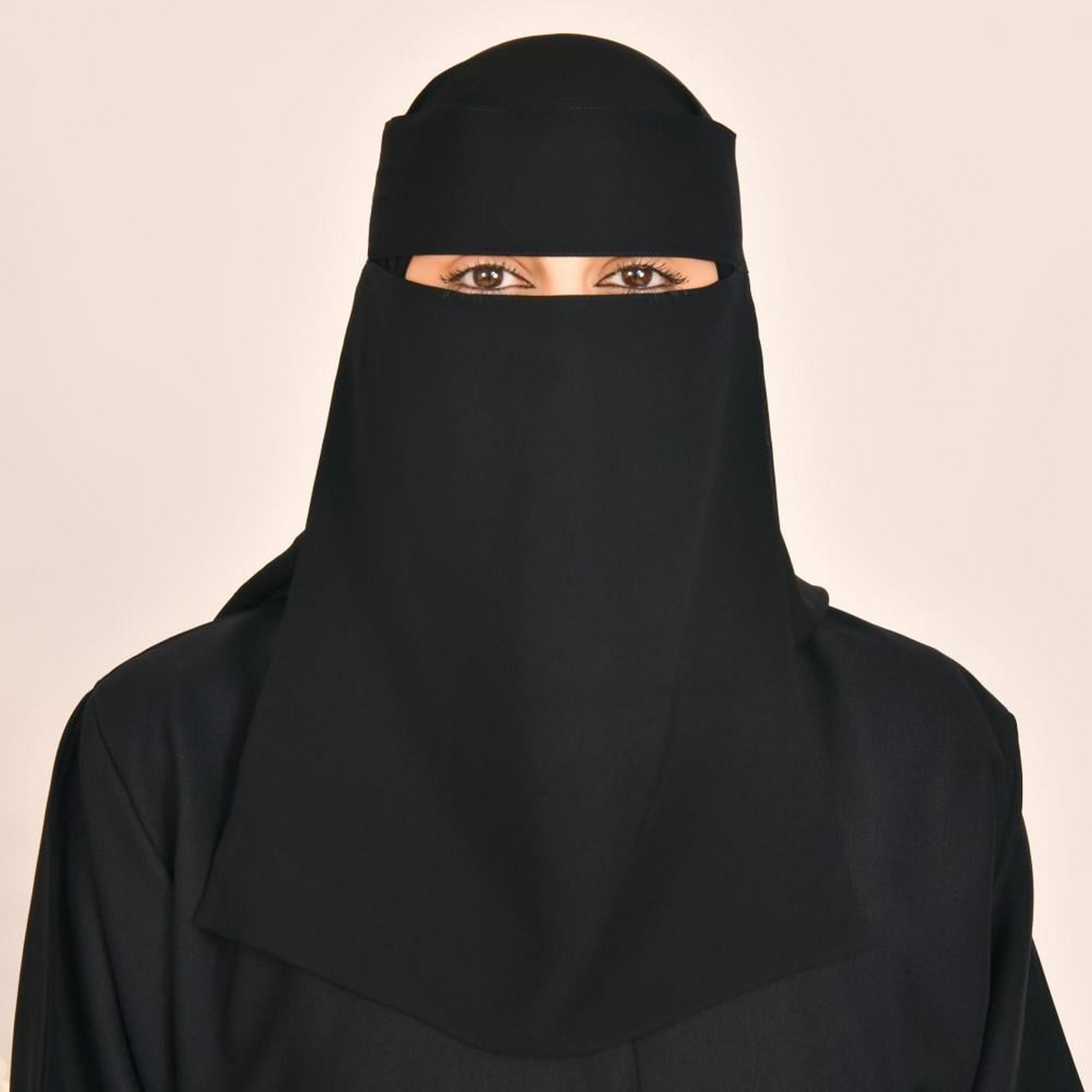Beyond Abaya Black Long Stitched Tie Closure Silk Women's Niqab-women-arabicclothing-headscarf-niqab-image-1