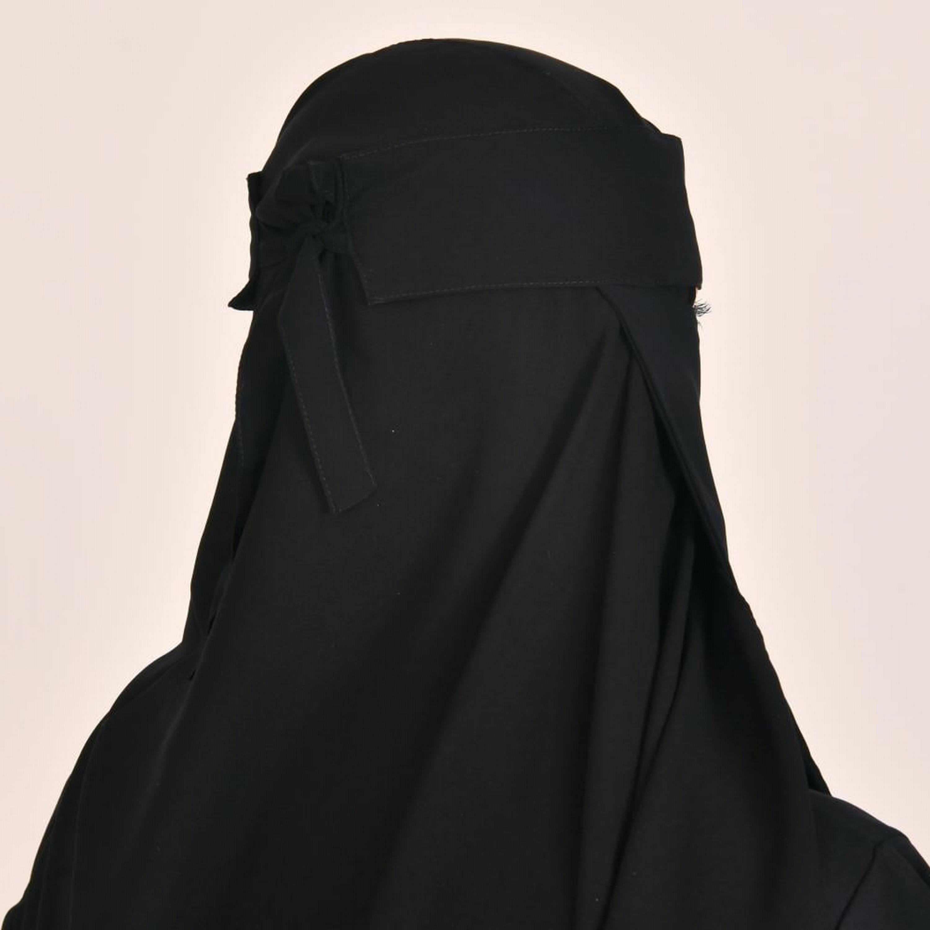 Beyond Abaya Black Long Stitched Tie Closure Silk Women's Niqab-women-arabicclothing-headscarf-niqab-image-3