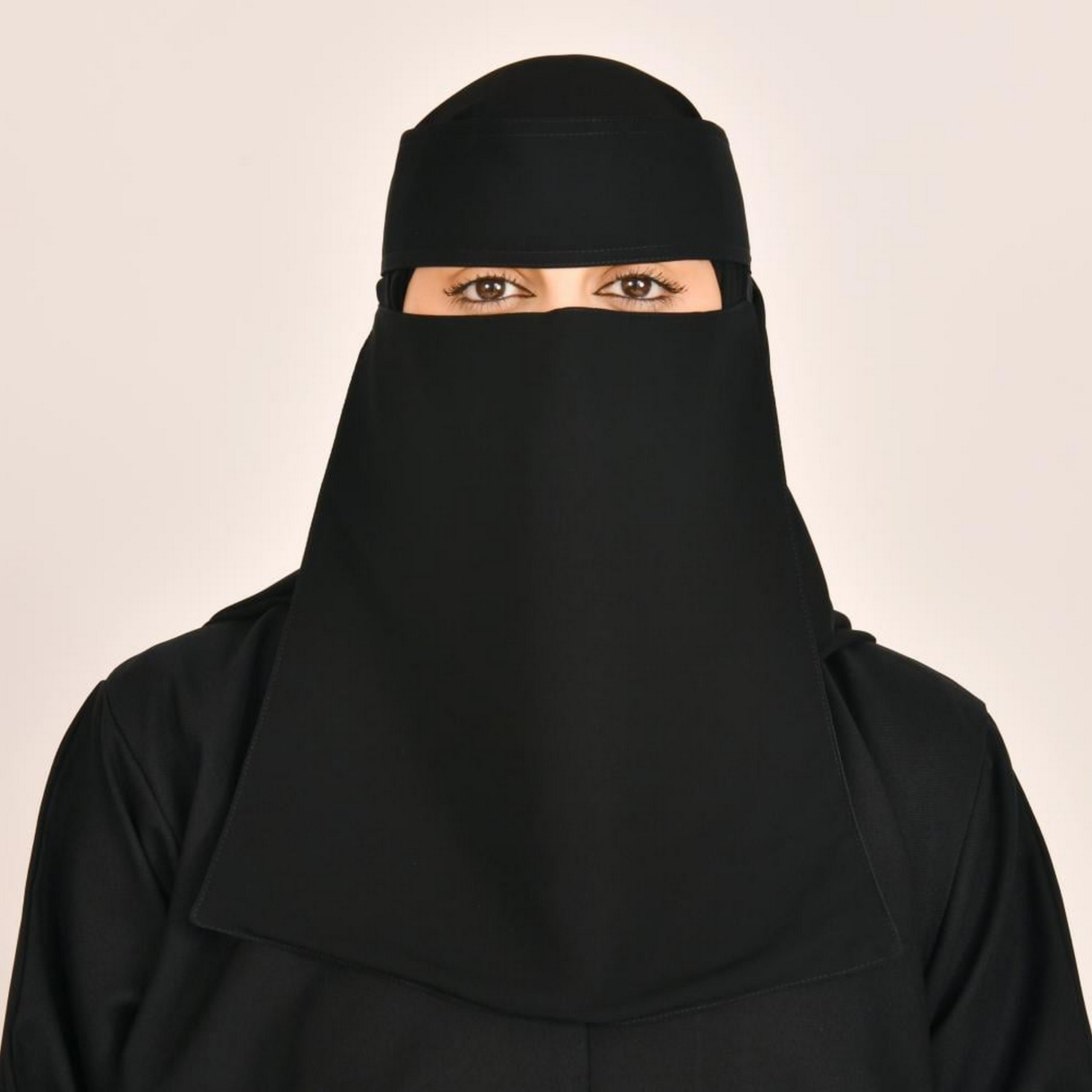 Beyond Abaya Black Long Stitched Tie Closure Silk Women's Niqab-women-arabicclothing-headscarf-niqab-image-1