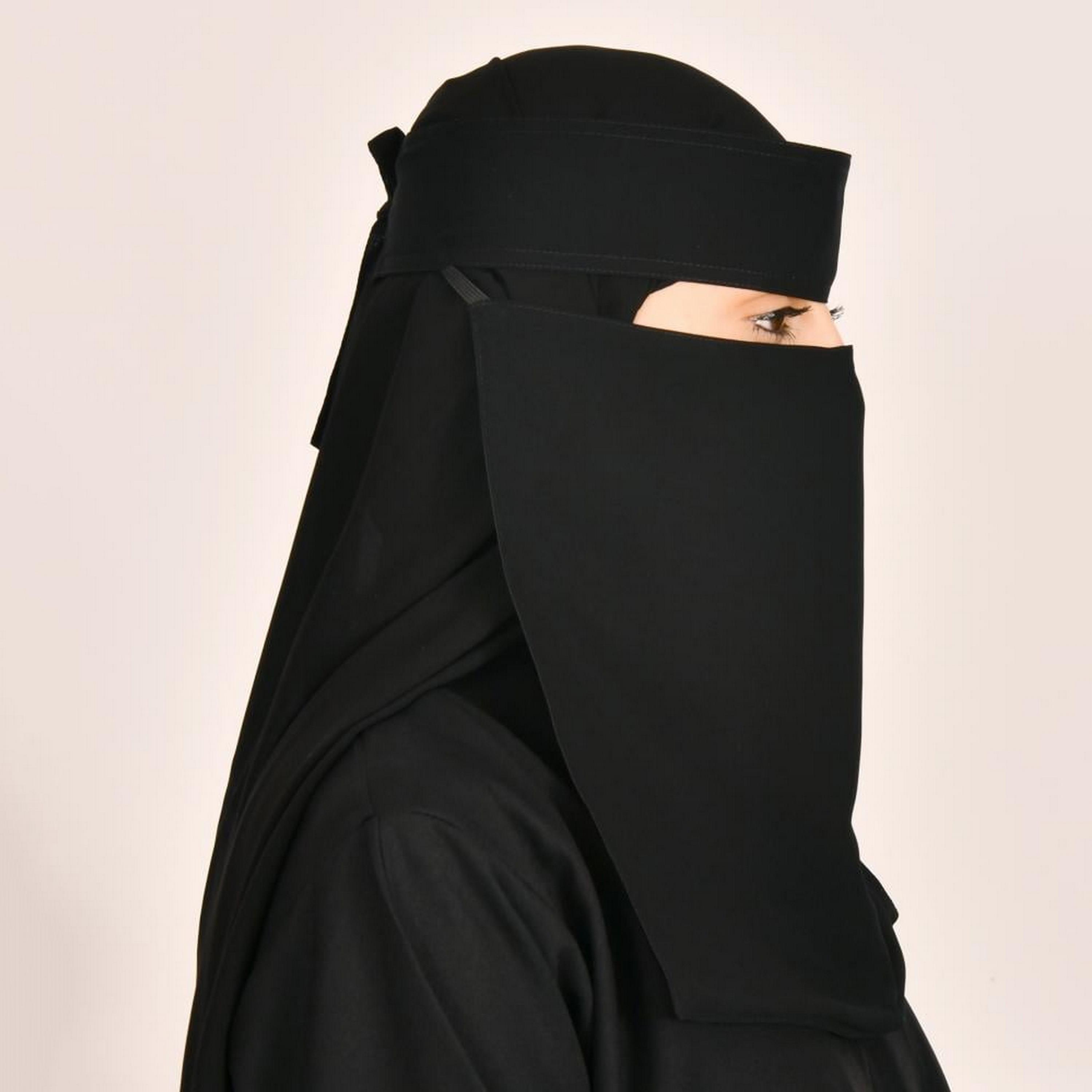 Beyond Abaya Black Long Stitched Tie Closure Silk Women's Niqab-women-arabicclothing-headscarf-niqab-image-2