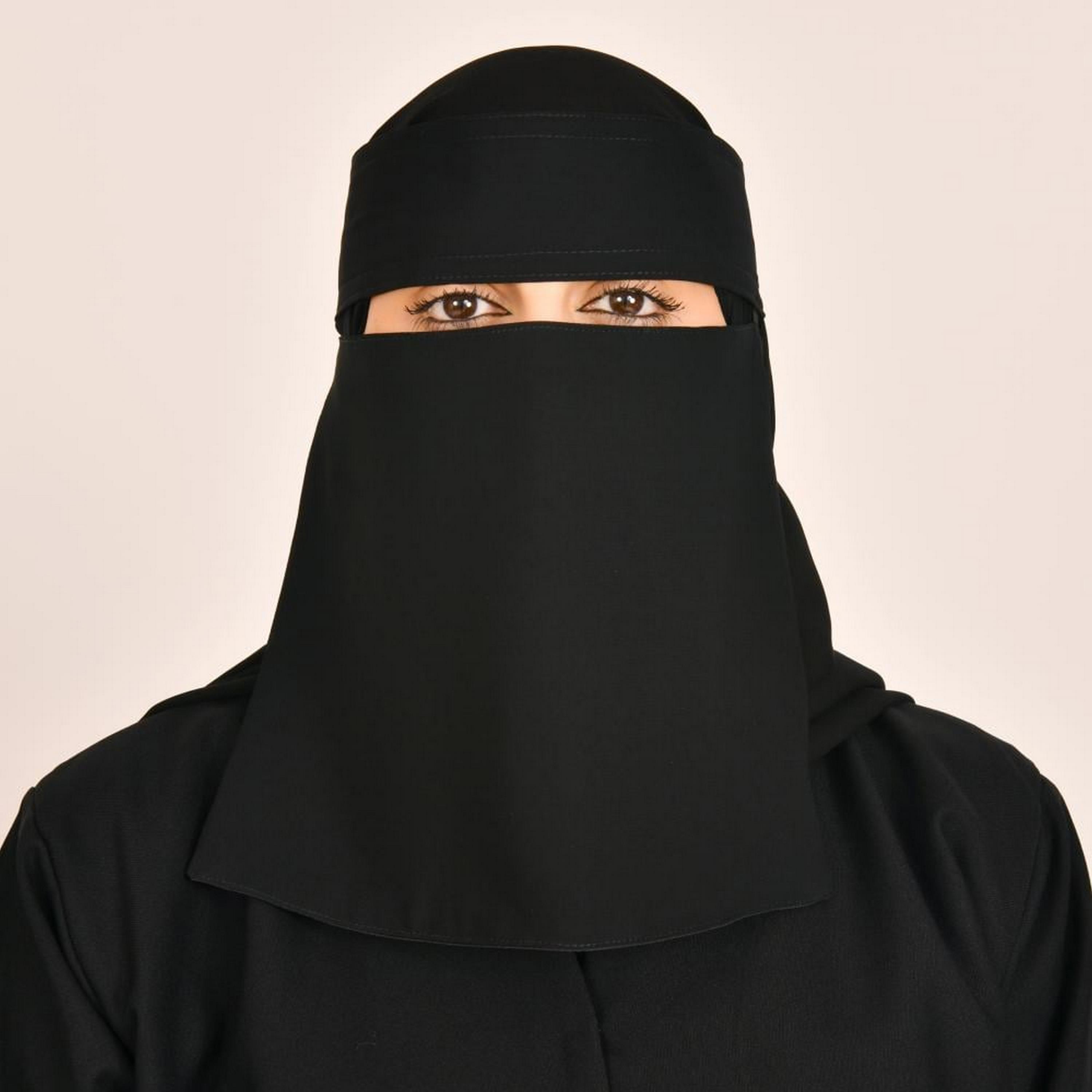 Beyond Abaya Black Elastic and Lined with Tie Closure Silk Women's Niqab-women-arabicclothing-headscarf-niqab-image-1