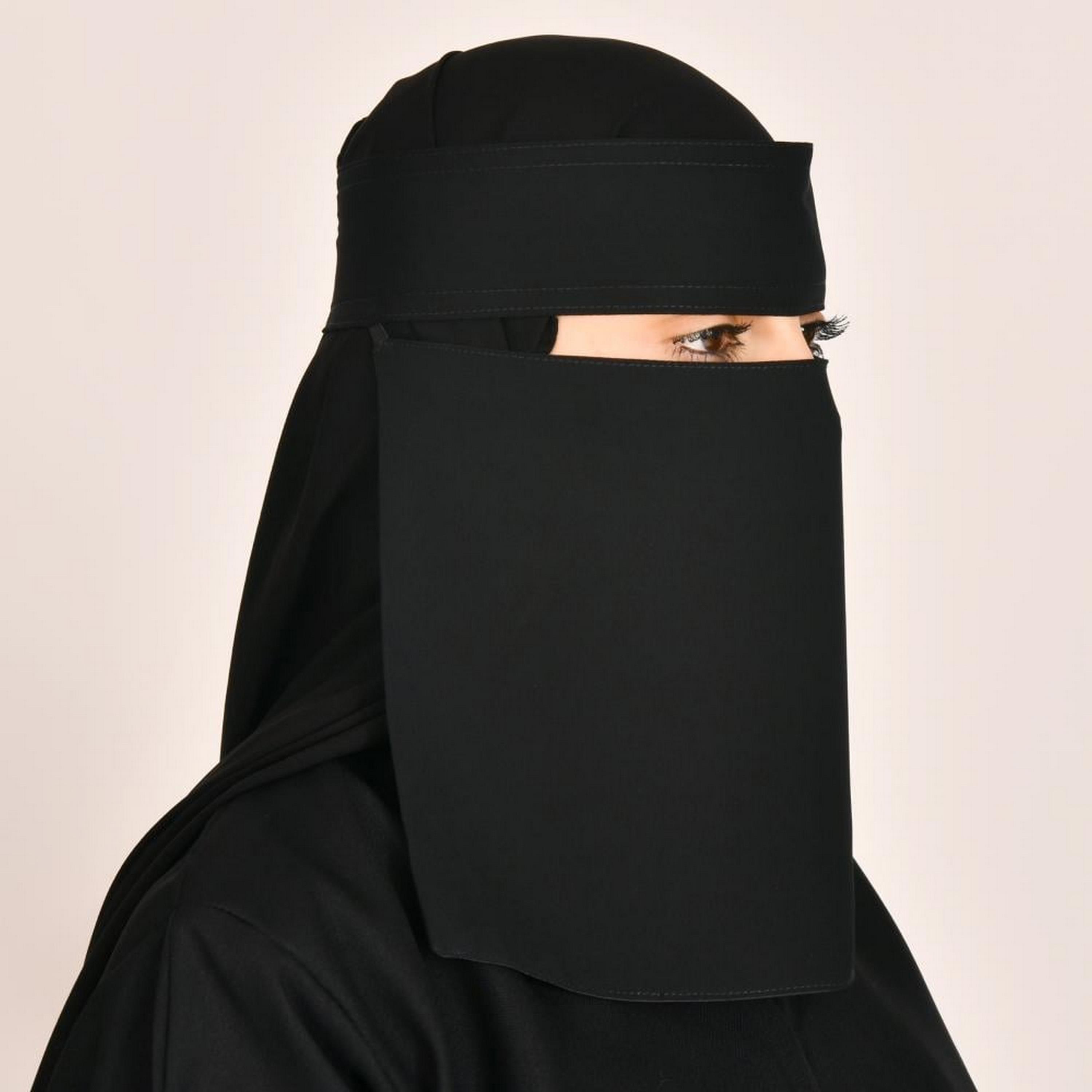 Beyond Abaya Black Elastic and Lined with Tie Closure Silk Women's Niqab-women-arabicclothing-headscarf-niqab-image-2
