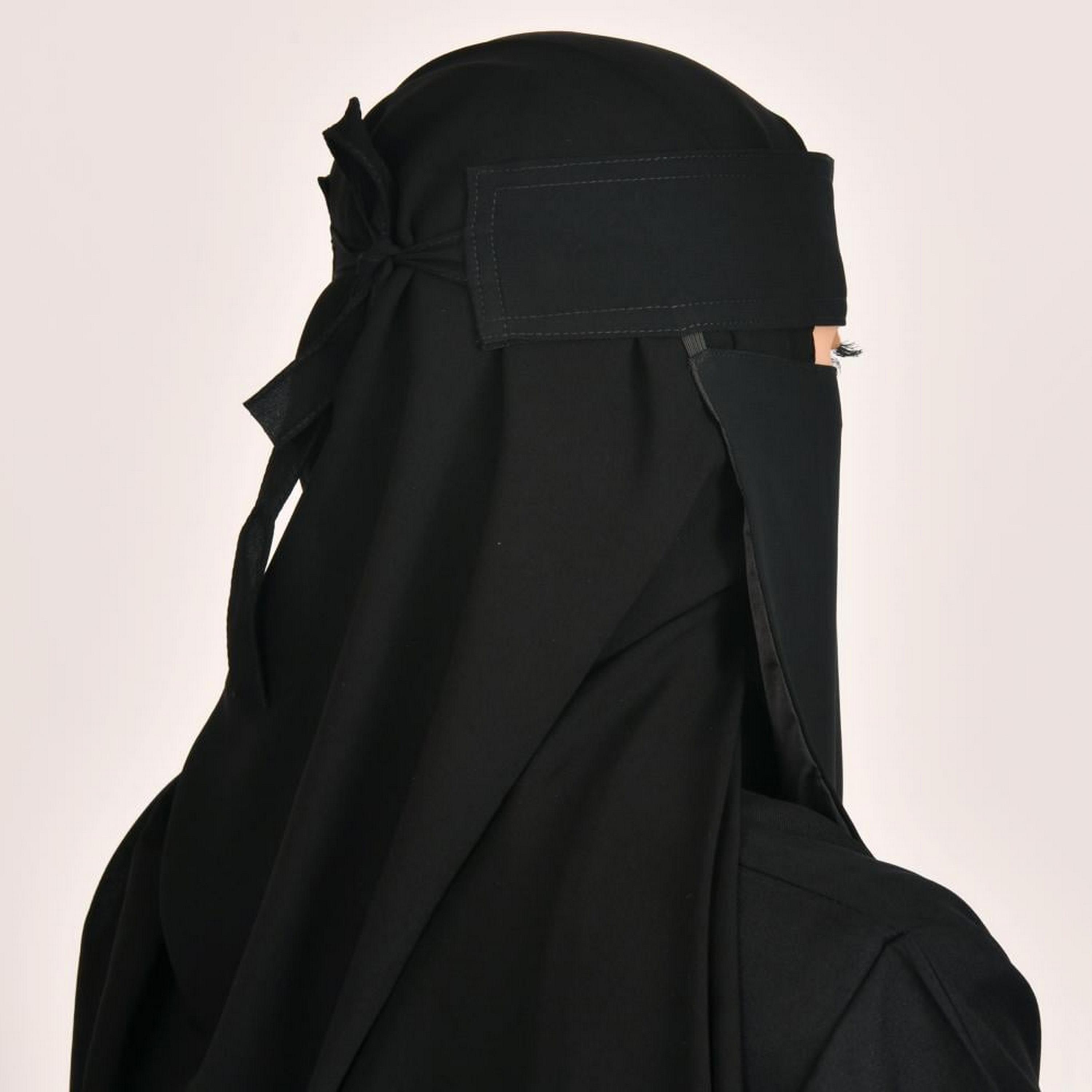 Beyond Abaya Black Elastic and Lined with Tie Closure Silk Women's Niqab-women-arabicclothing-headscarf-niqab-image-3