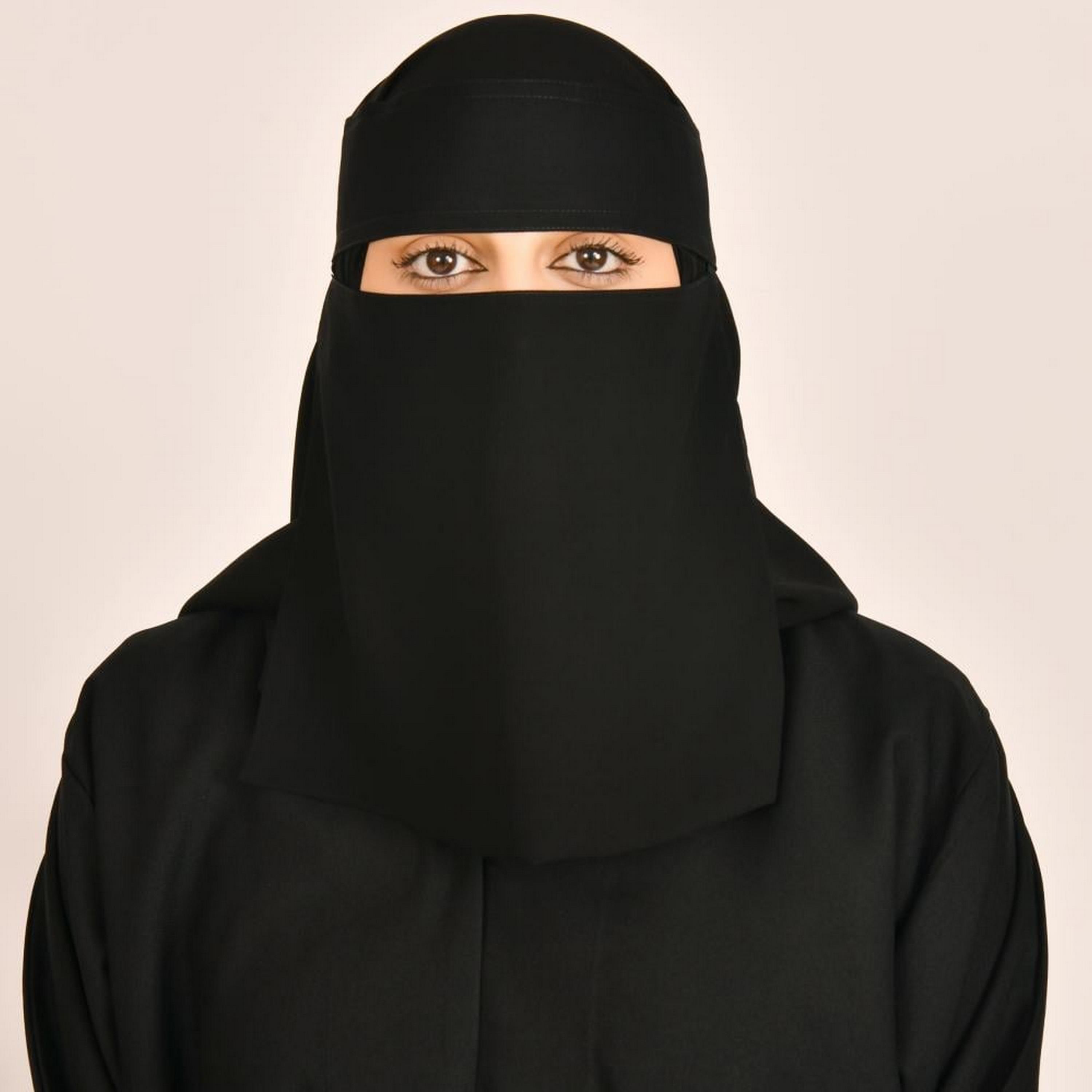 Beyond Abaya Black One Elastic and Piston Closure Silk Women's Niqab-women-arabicclothing-headscarf-niqab-image-1