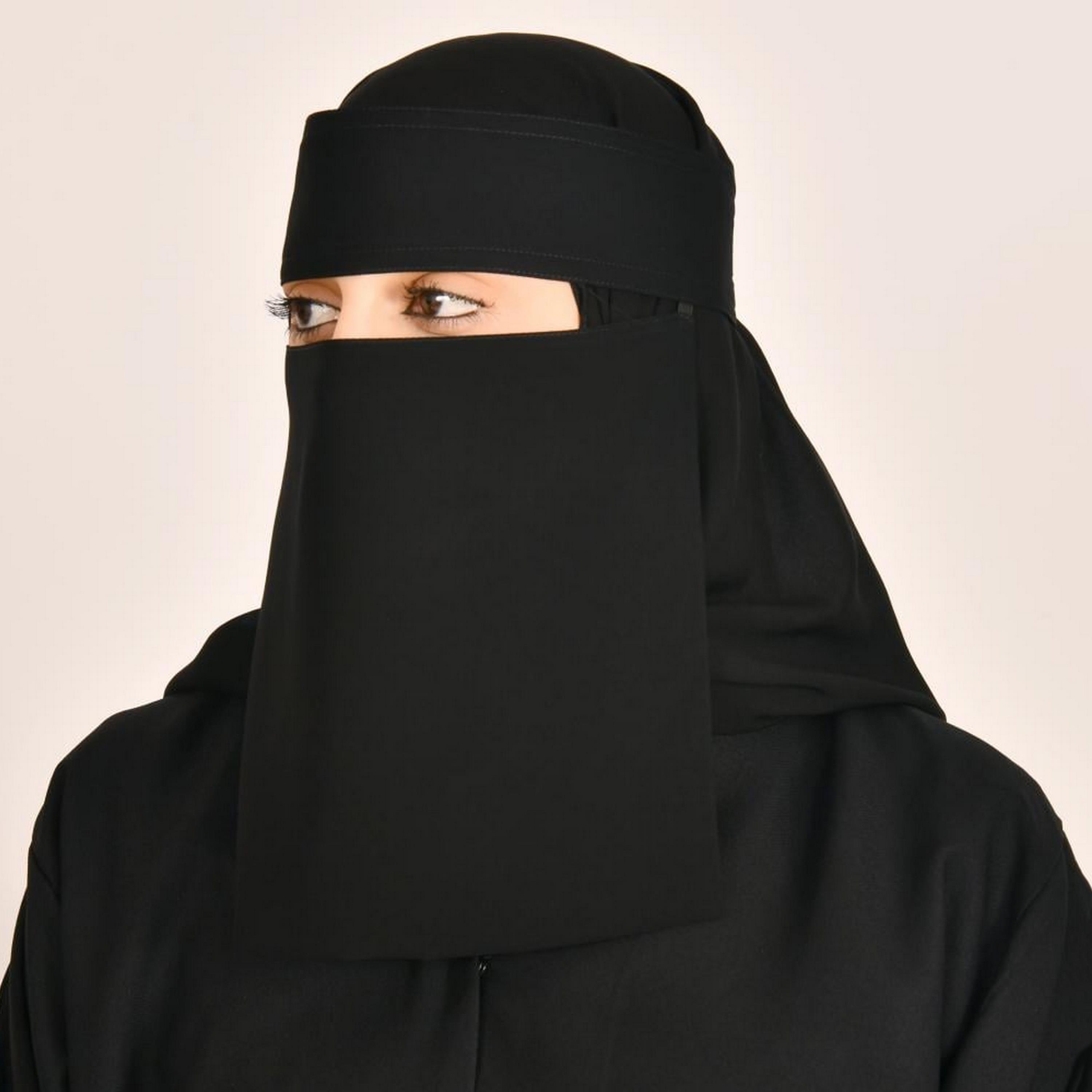 Beyond Abaya Black One Elastic and Piston Closure Silk Women's Niqab-women-arabicclothing-headscarf-niqab-image-2