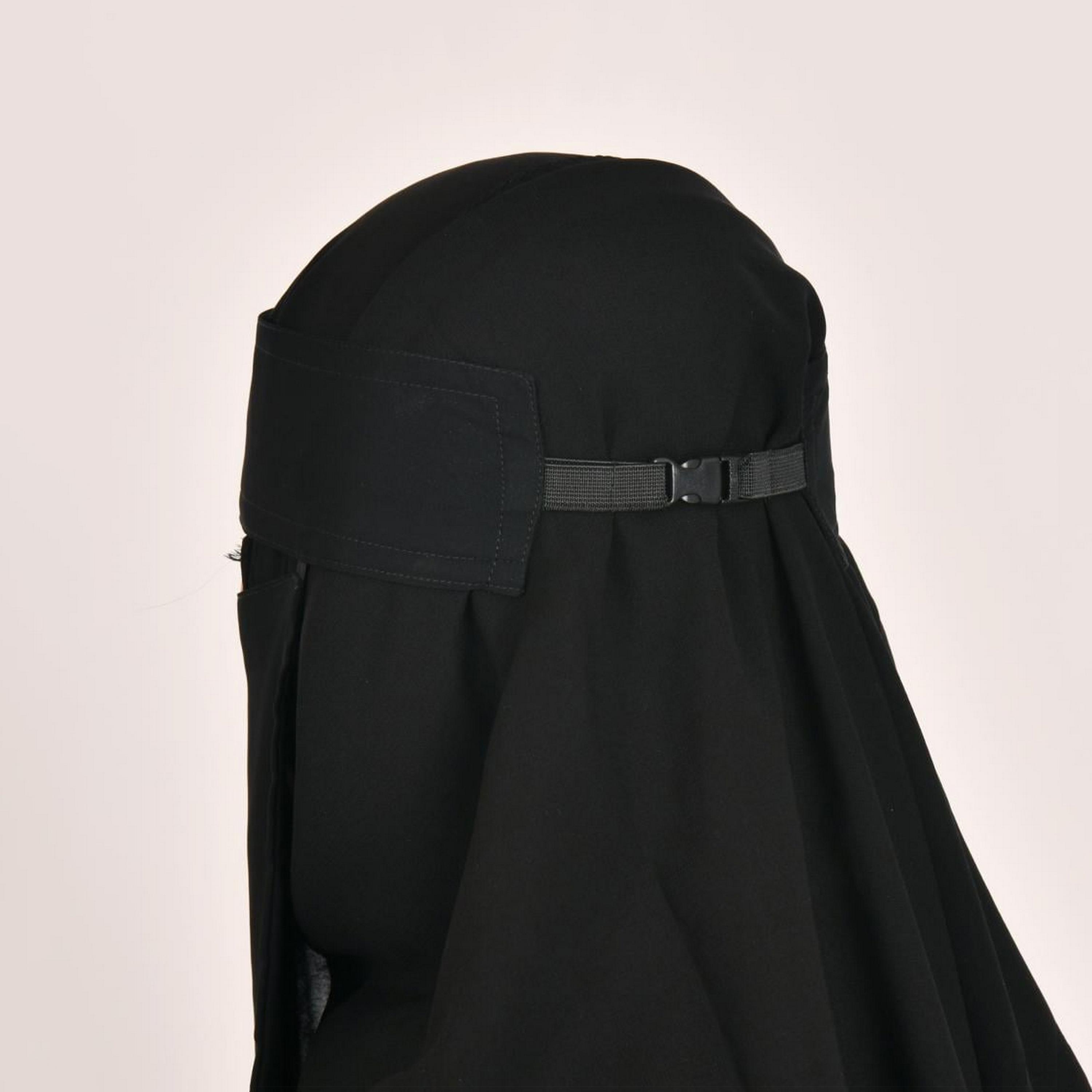 Beyond Abaya Black One Elastic and Piston Closure Silk Women's Niqab-women-arabicclothing-headscarf-niqab-image-4