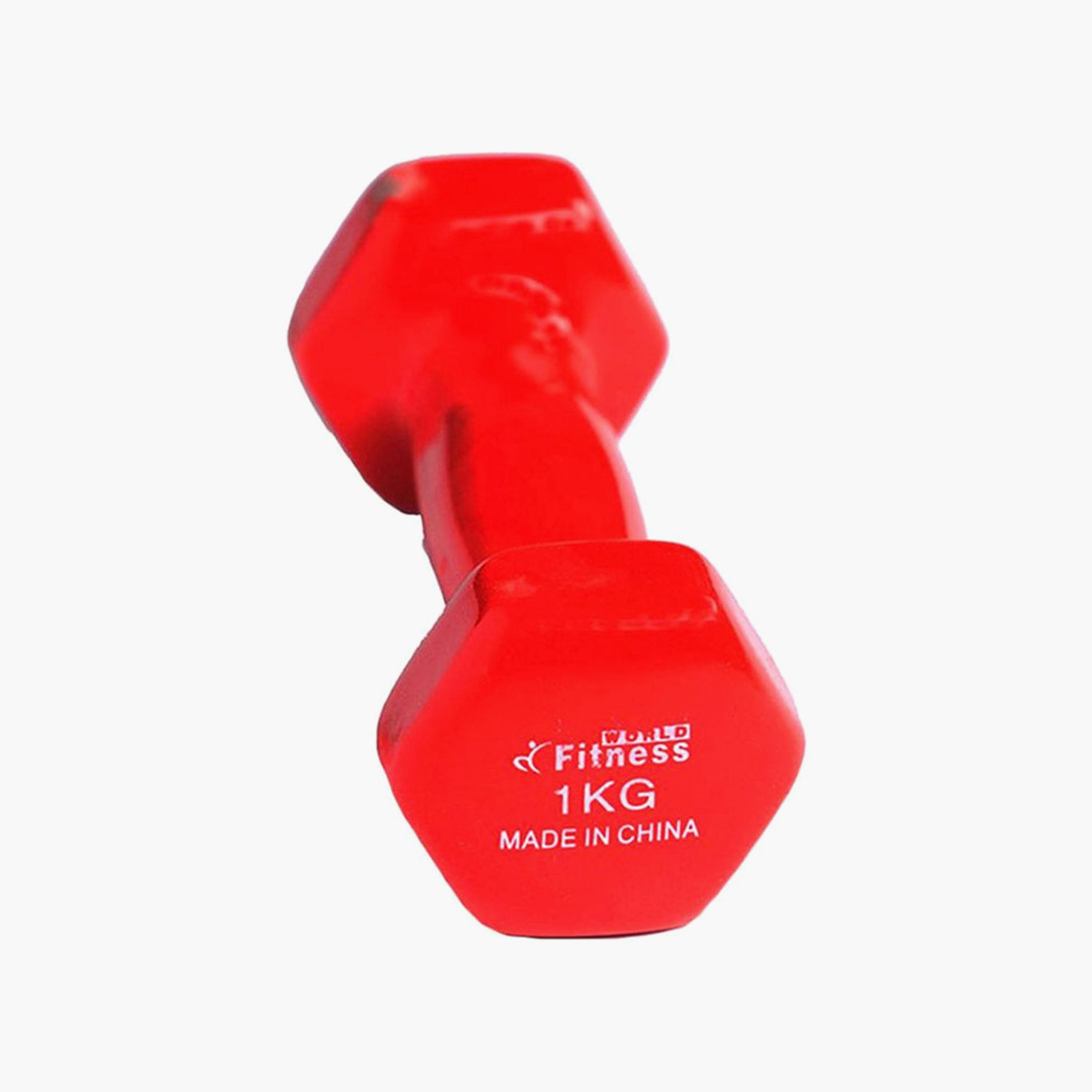 Weight Lifting Dumbbell, 1 Kg - Red-sports-gear-gym-image-1