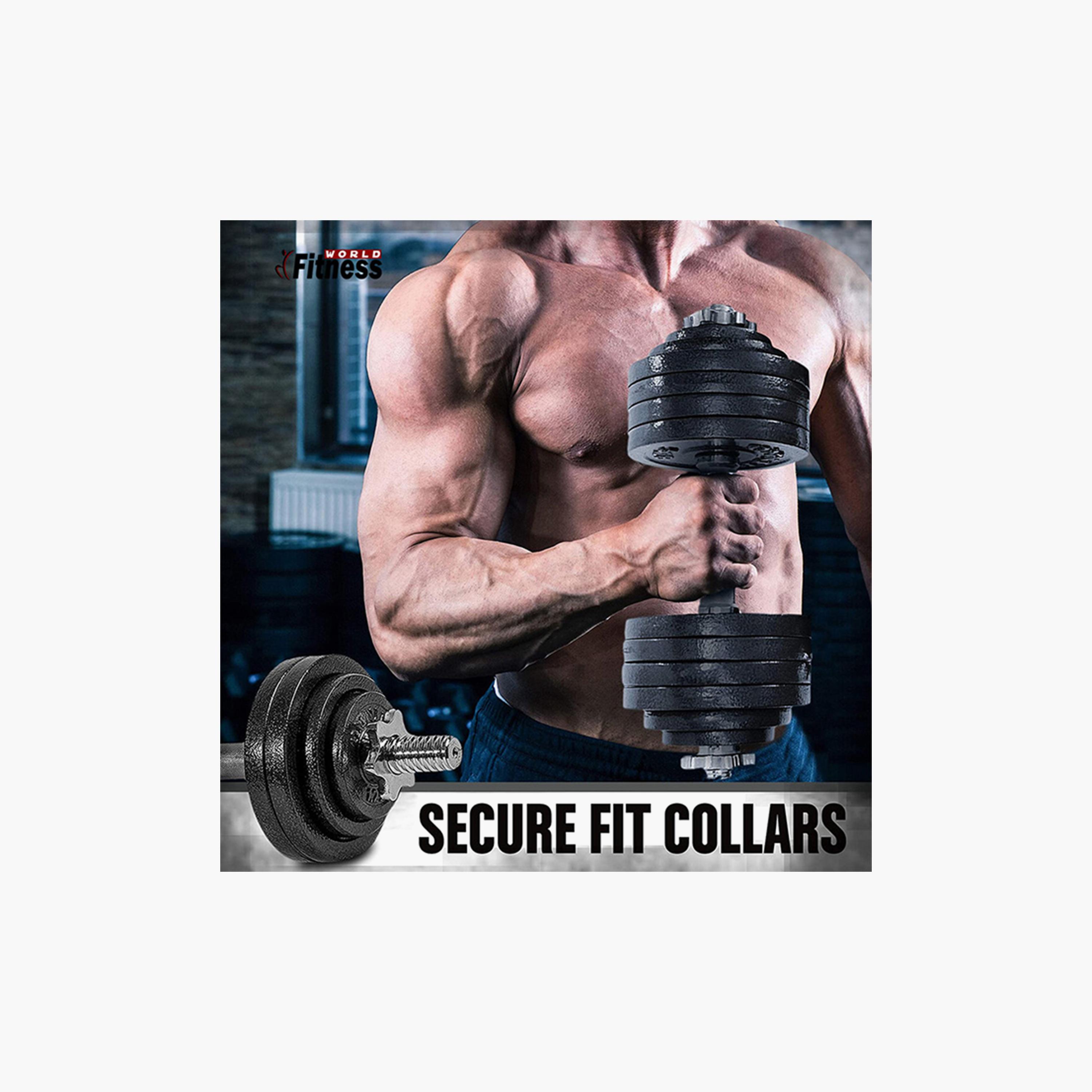 Weight Lifting Dumbbells, 15 Kg - Silver and Black-sports-gear-gym-image-4