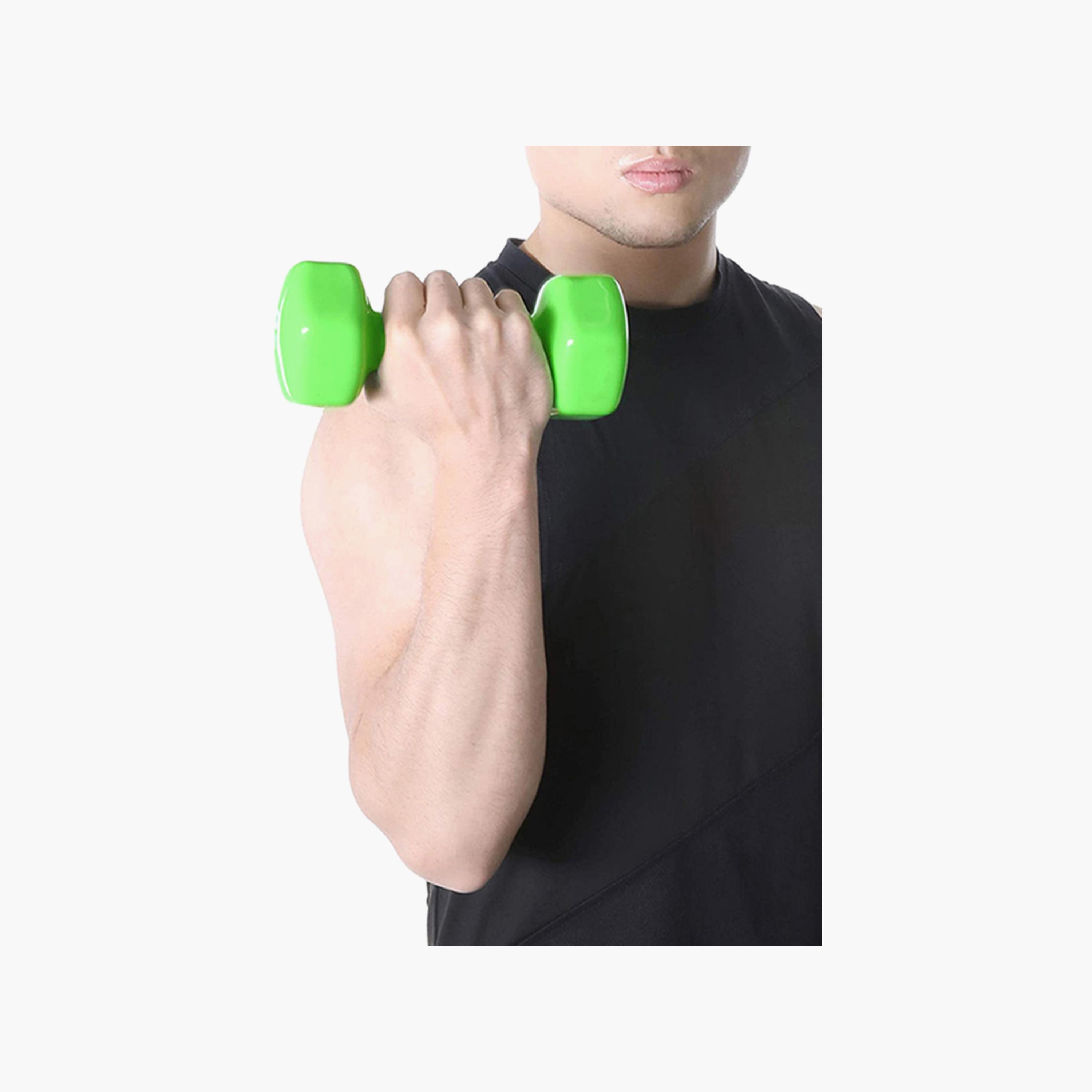 Weight Lifting Dumbbell, 2 Kg - Green-sports-gear-gym-image-2