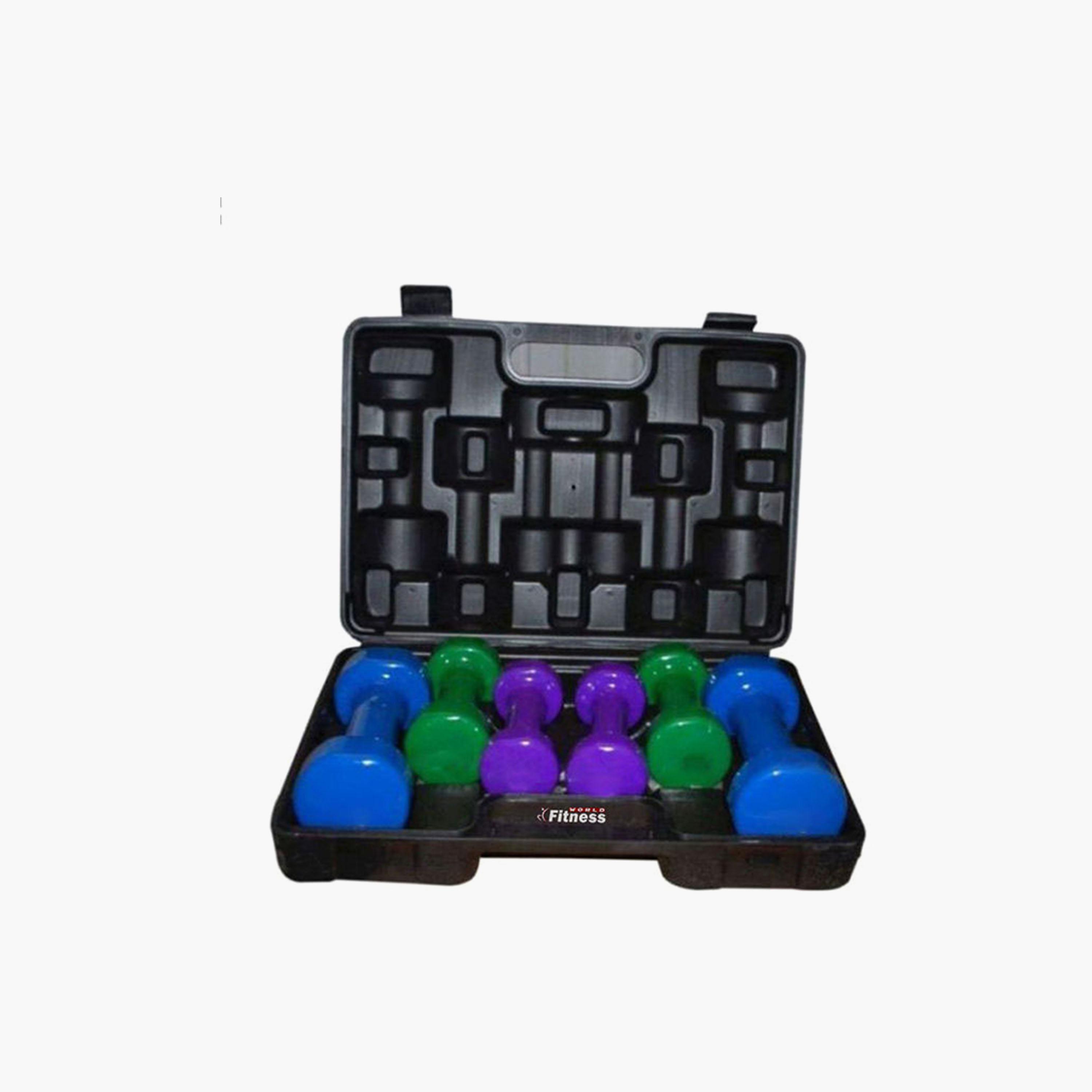 Dumbbells Set with Carry Box, 6-Piece - Multicolour -sports-gear-gym-image-1
