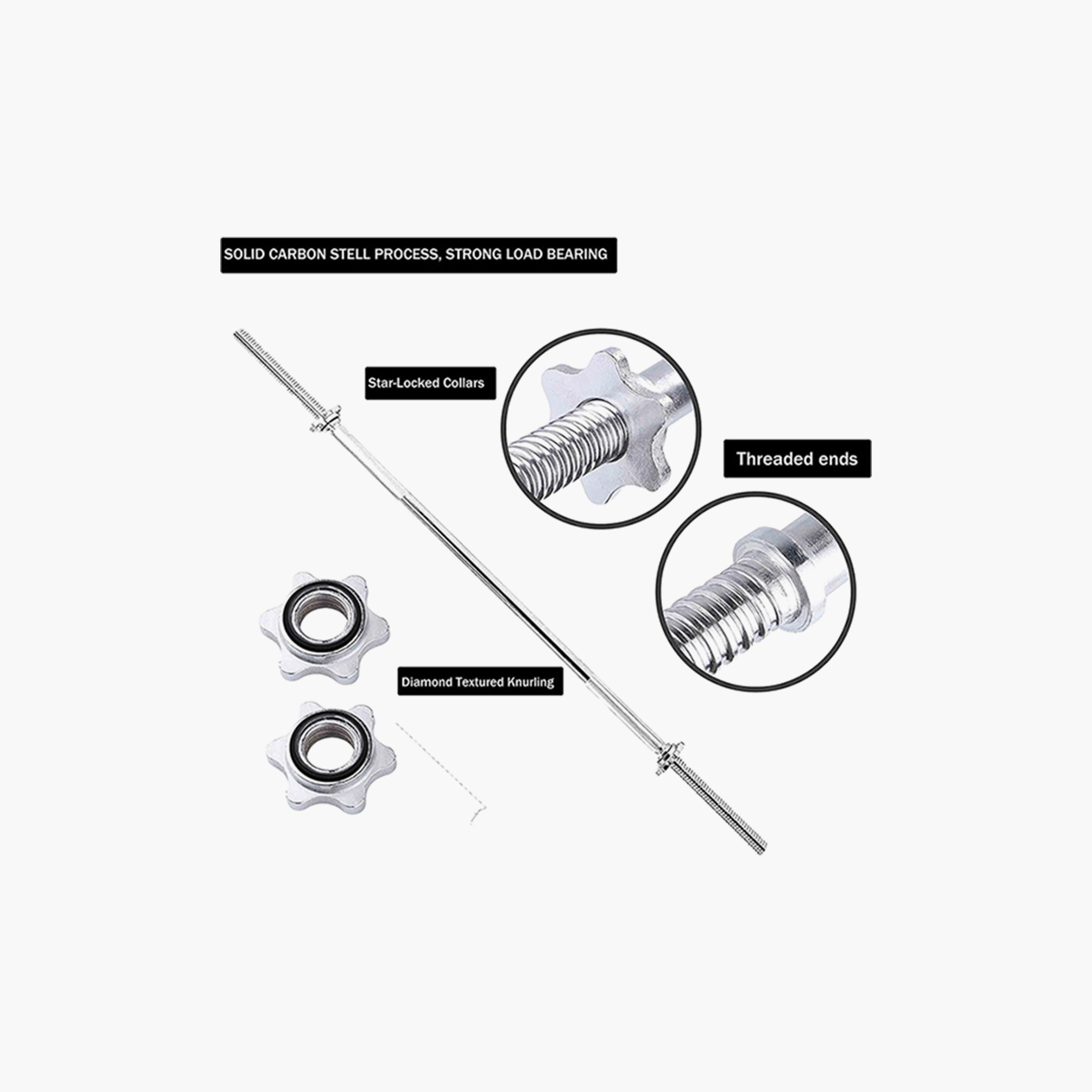 Olympic Training Bar, 92 cm - Silver and Black-sports-gear-gym-image-2