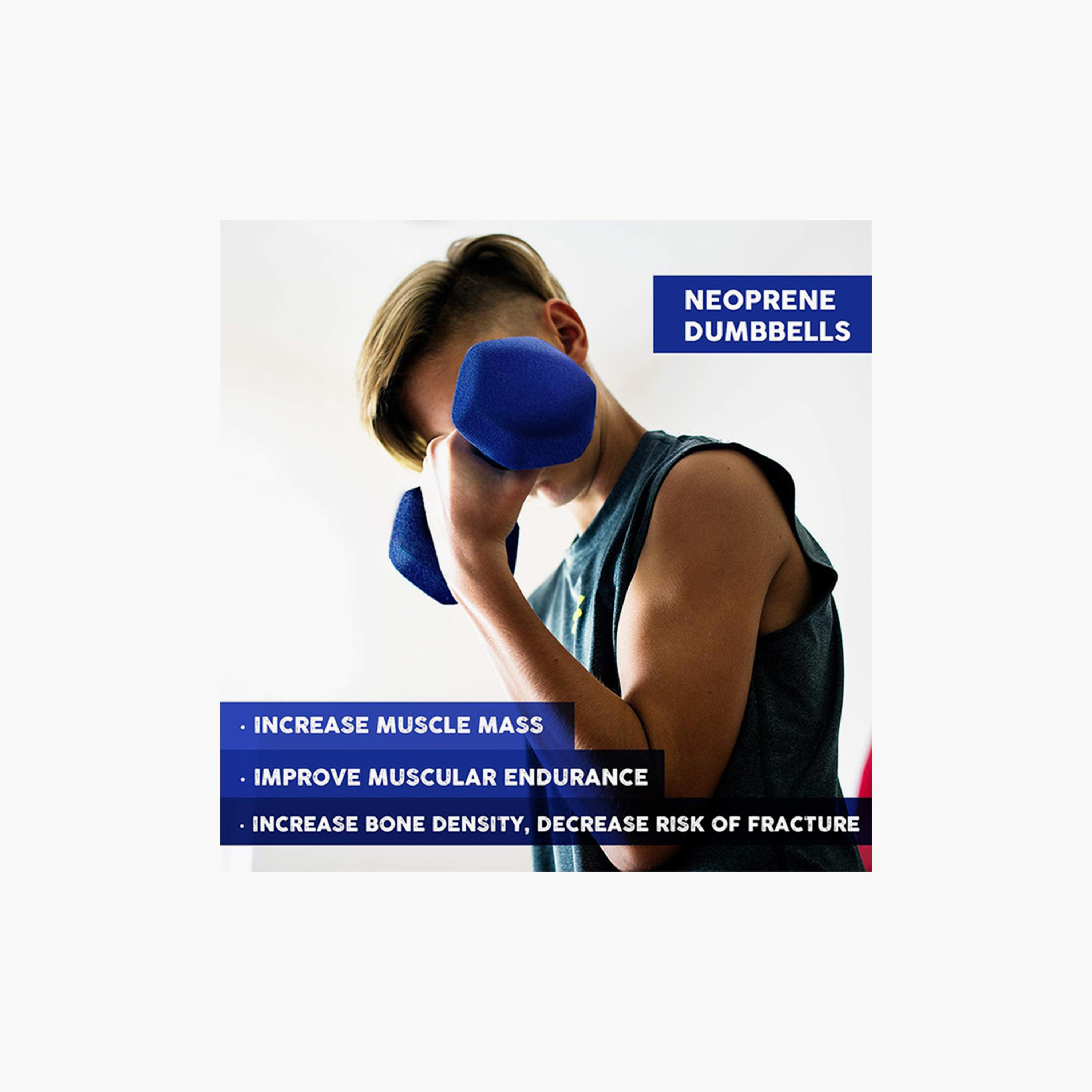 Vinyl Weight Lifting Dumbbell, 3 Kg - Blue-sports-gear-gym-image-4
