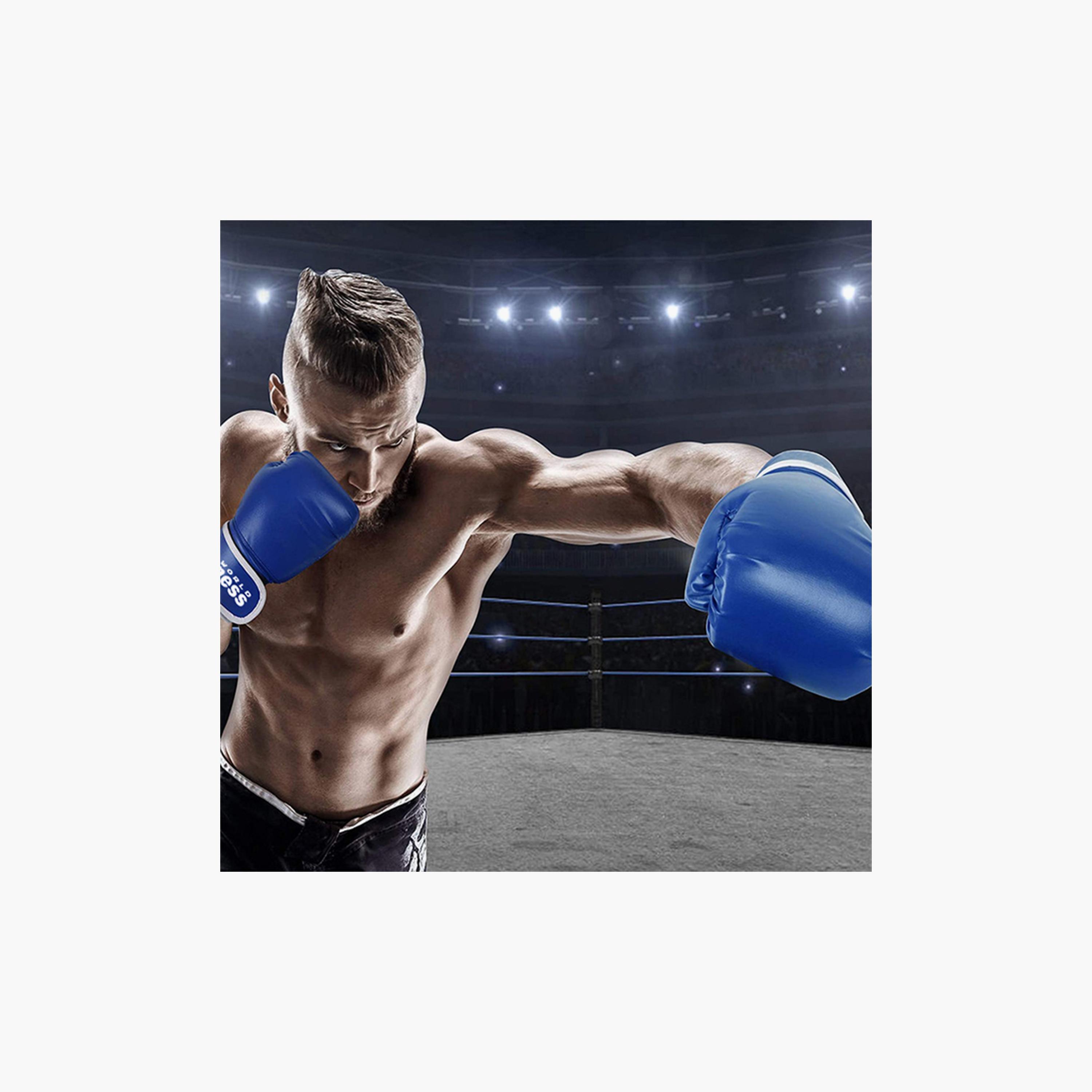 Full Finger Boxing Gloves, 1 Kg, 26.4 x 14.6 x 8.6 cm - Blue-sports-gear-gym-image-3