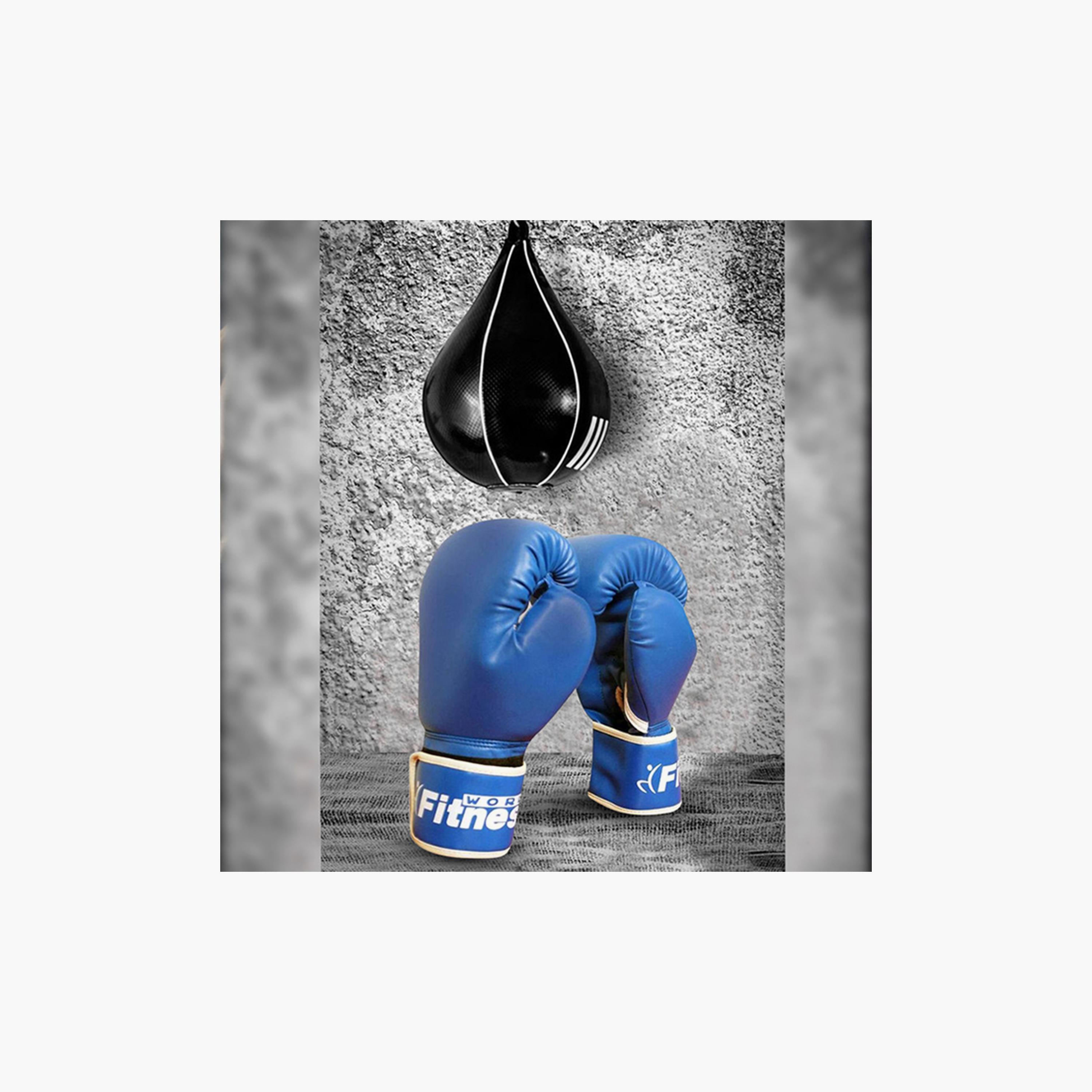 Full Finger Boxing Gloves, 1 Kg, 26.4 x 14.6 x 8.6 cm - Blue-sports-gear-gym-image-4