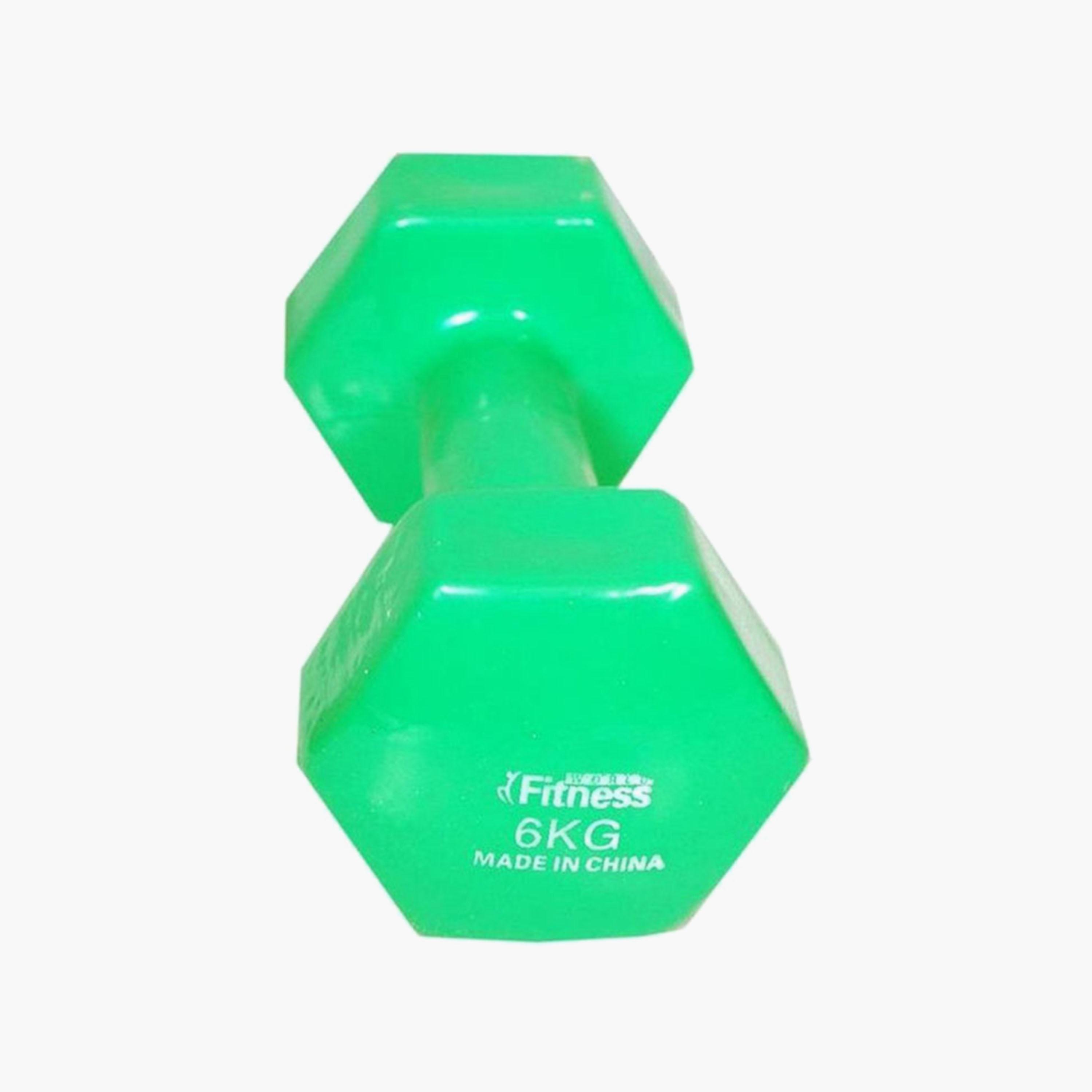 Weight Lifting Dumbbell, 6 Kg - Green-sports-gear-gym-image-1