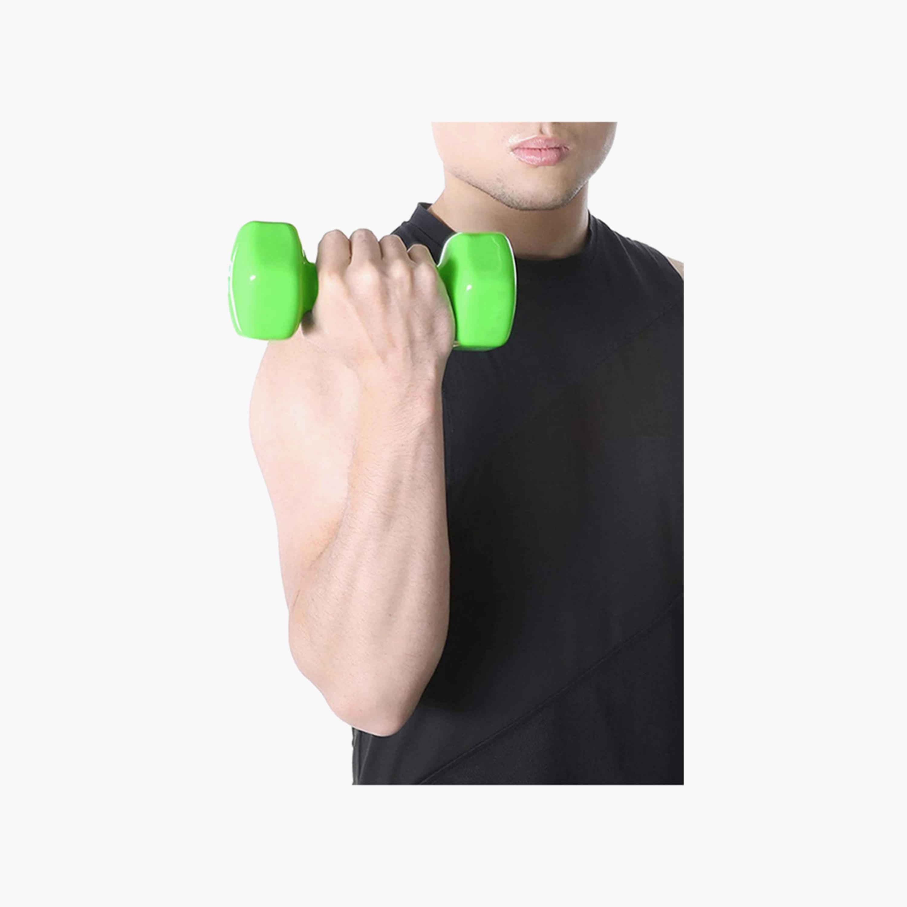 Weight Lifting Dumbbell, 6 Kg - Green-sports-gear-gym-image-2