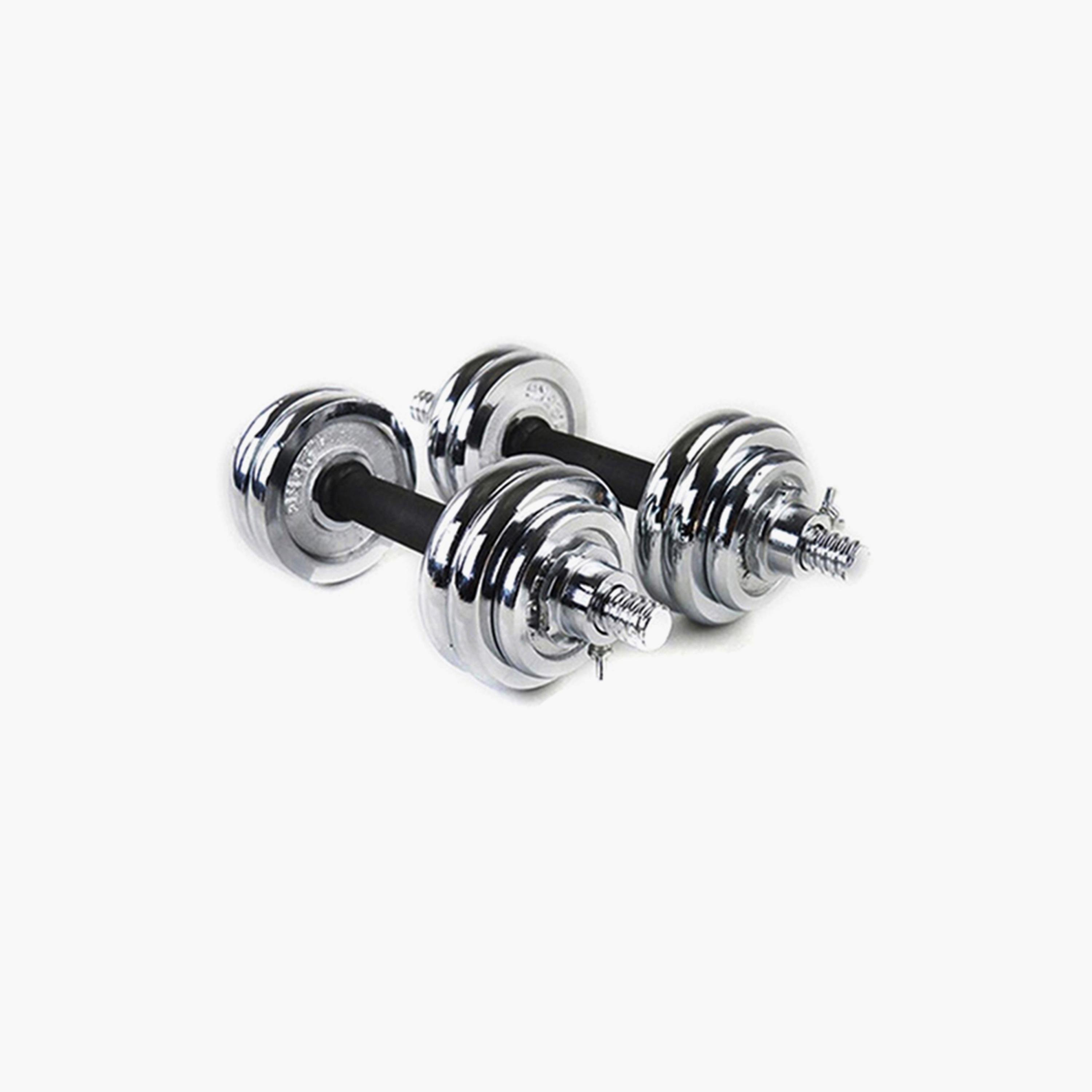 Integrated Weight Range Dumbbells, 20 Kg, Pack of 2 - Silver-sports-gear-gym-image-3