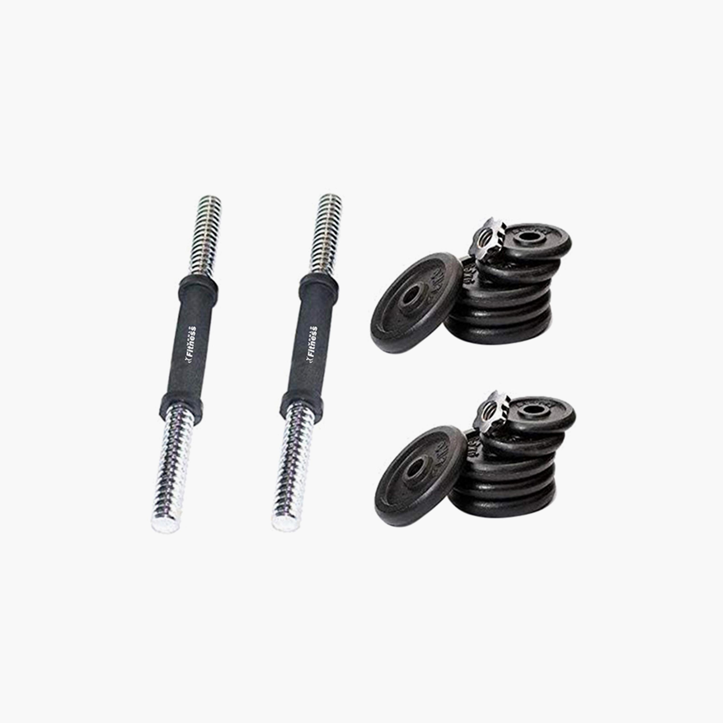 Dumbbells Set, 15 Kg, 35 x 15 x 10 cm - Black and Silver-sports-gear-gym-image-1