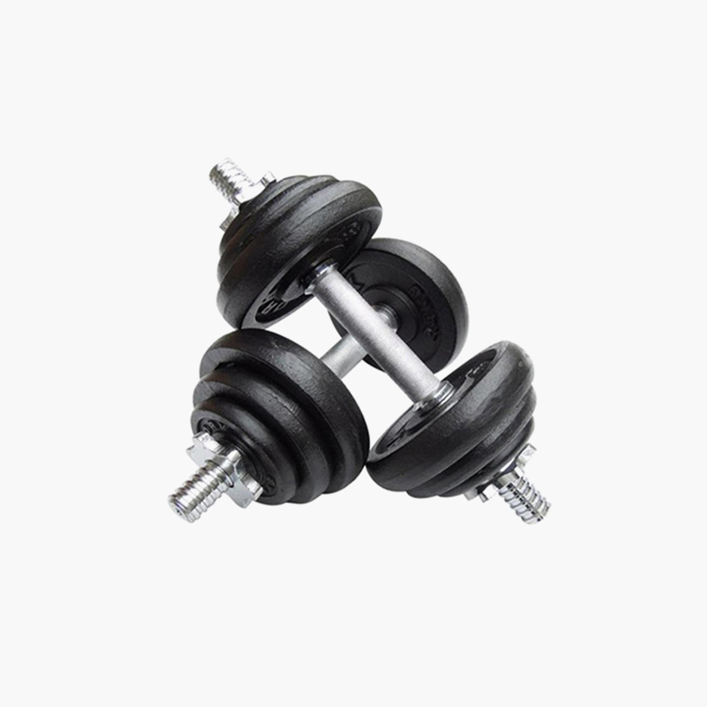 Dumbbells Set, 15 Kg, 35 x 15 x 10 cm - Black and Silver-sports-gear-gym-image-2