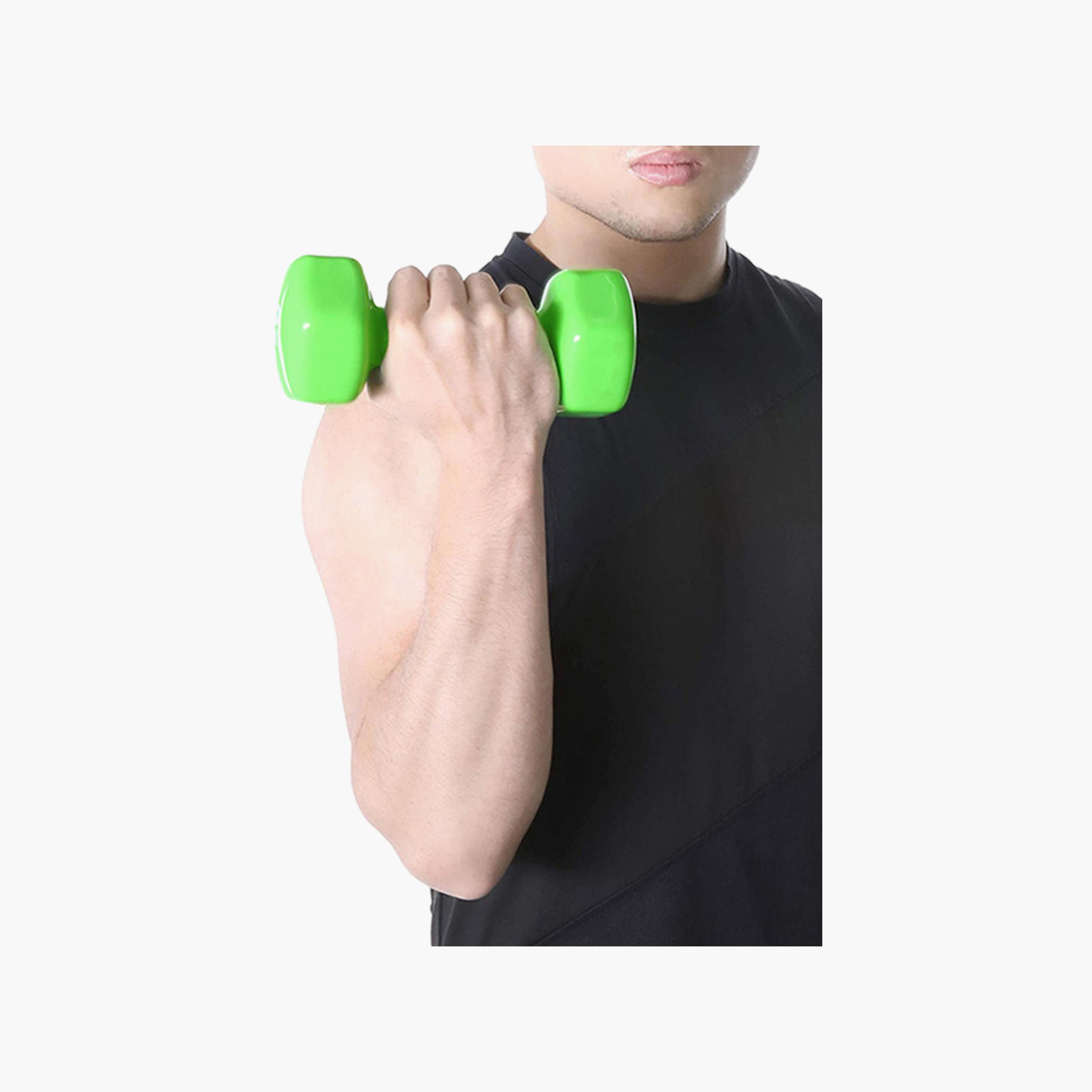 Weight Lifting Dumbbell, 1 Kg - Green-sports-gear-gym-image-2