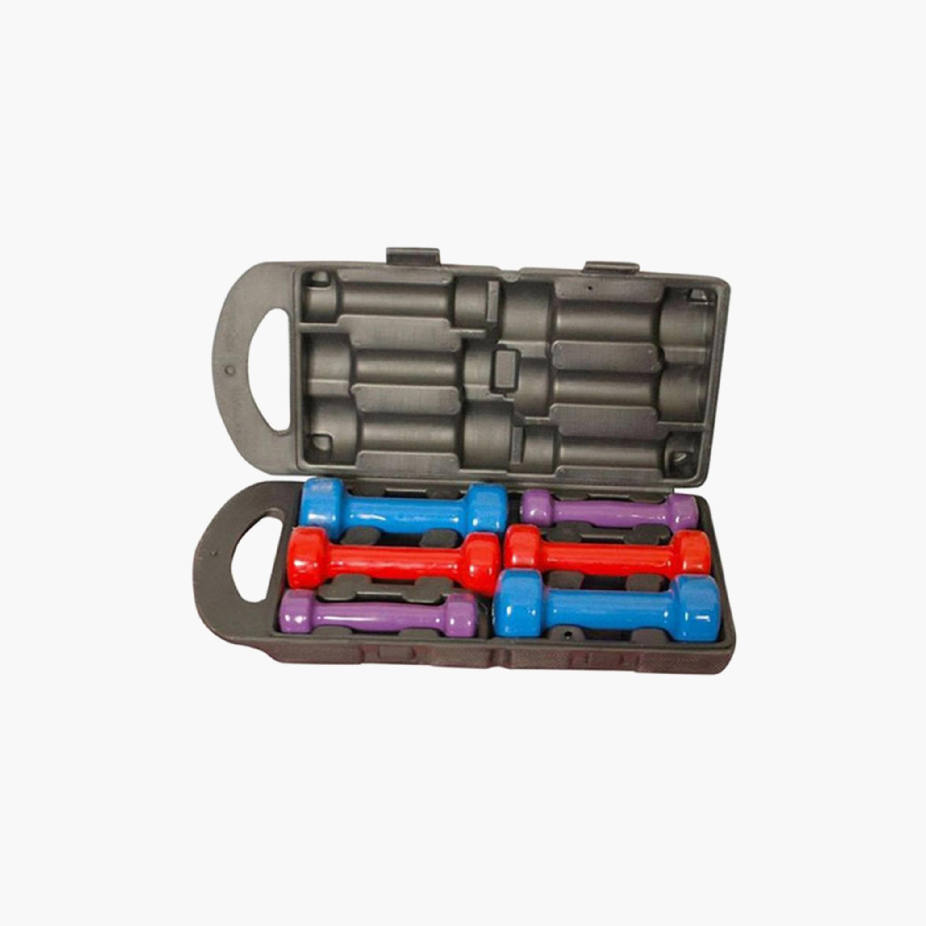 Shop Dumbbell Set, 10 Kg, 6-Piece Multicolour Online