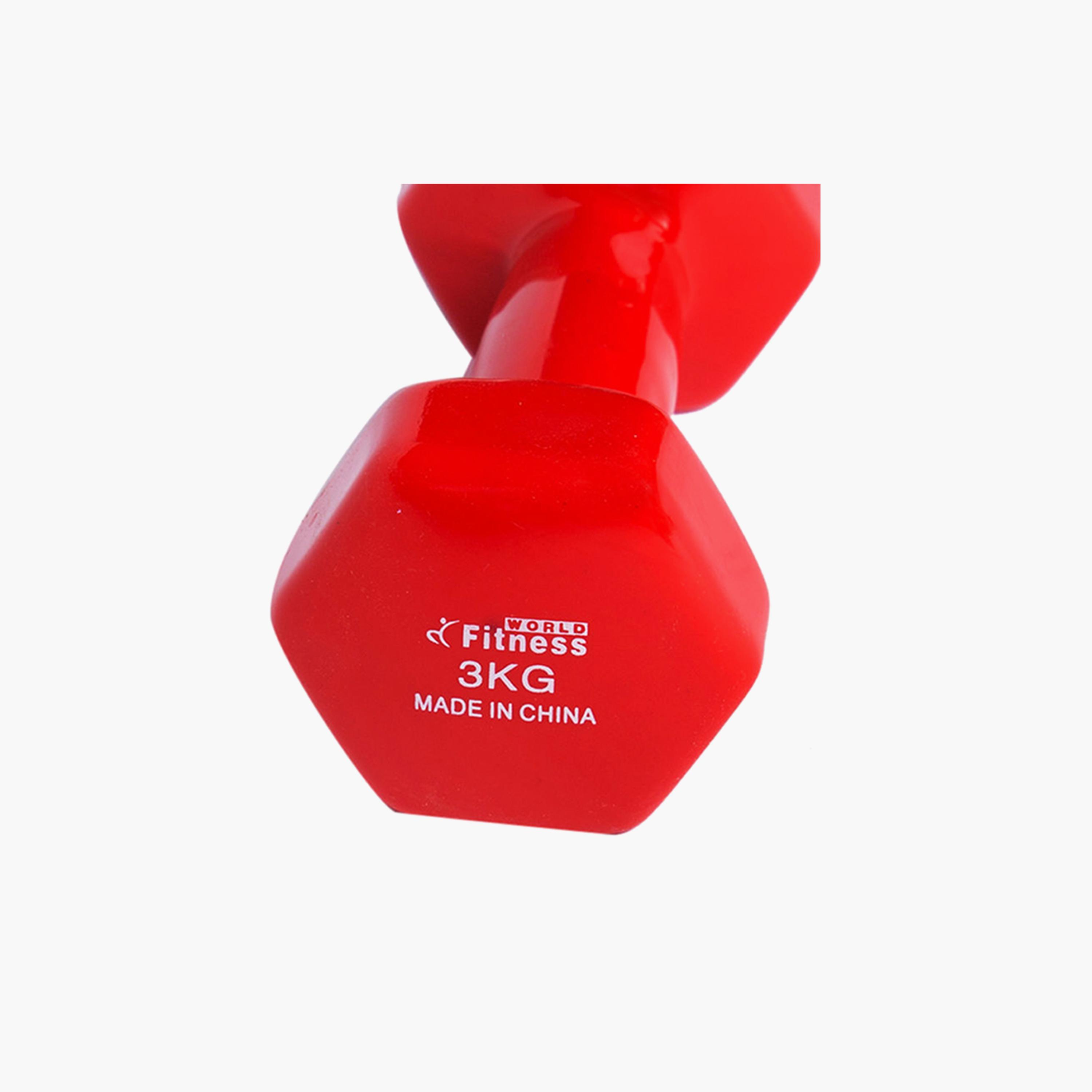 Training Dumbbell, 3 Kg - Red-sports-gear-gym-image-2