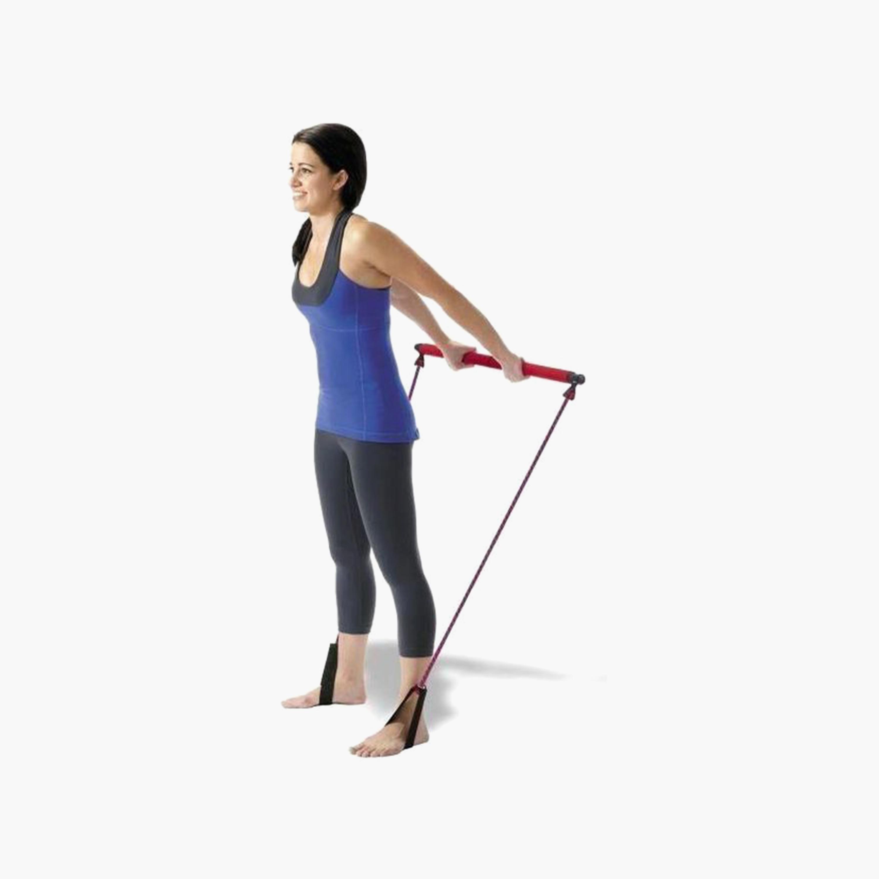 Fitness Rod with Rubber Straps - Pink and Black-sports-gear-gym-image-2