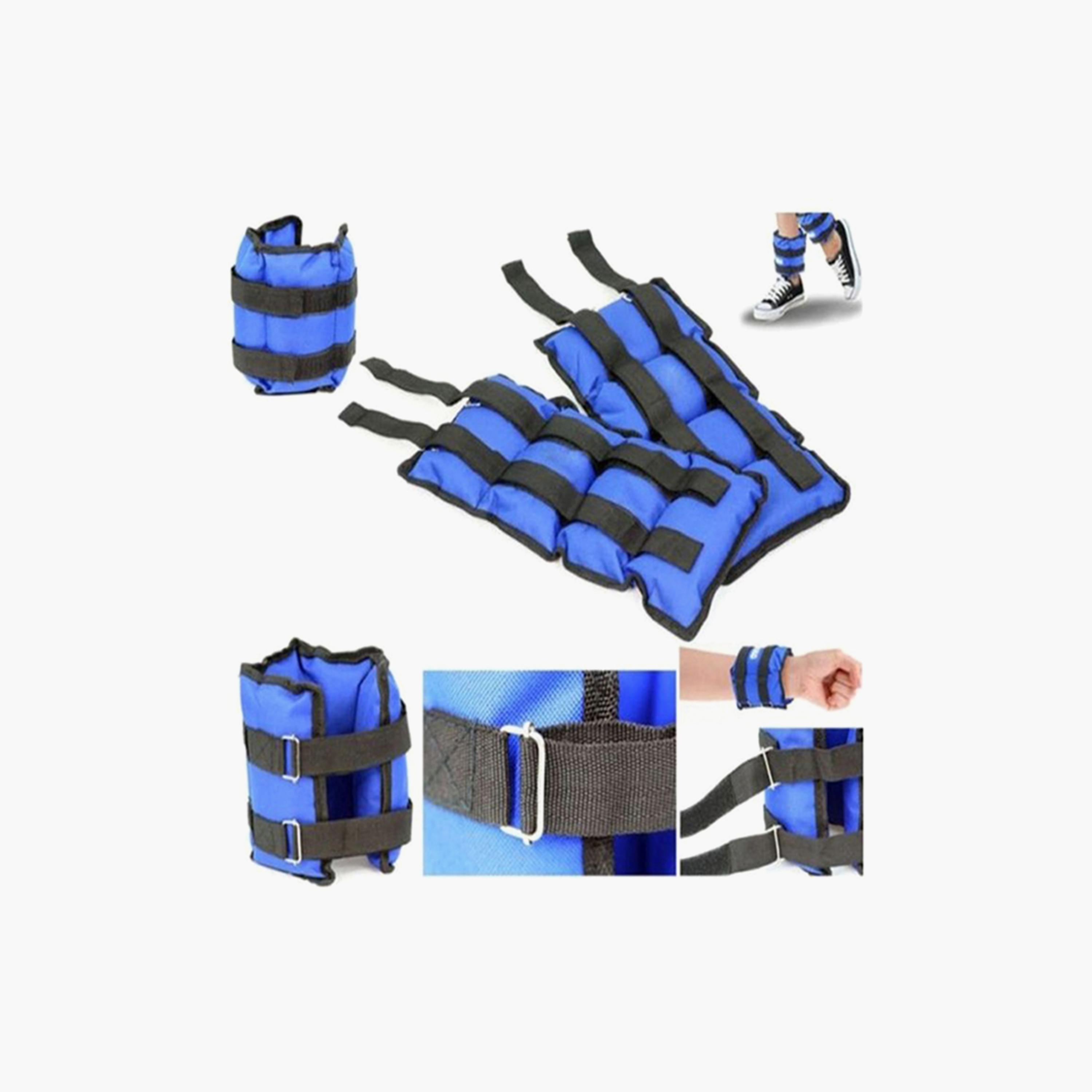 Ankle and Wrist Sand Bag, 5 Kg, 2 Pieces - Blue and Black-sports-gear-gym-image-4