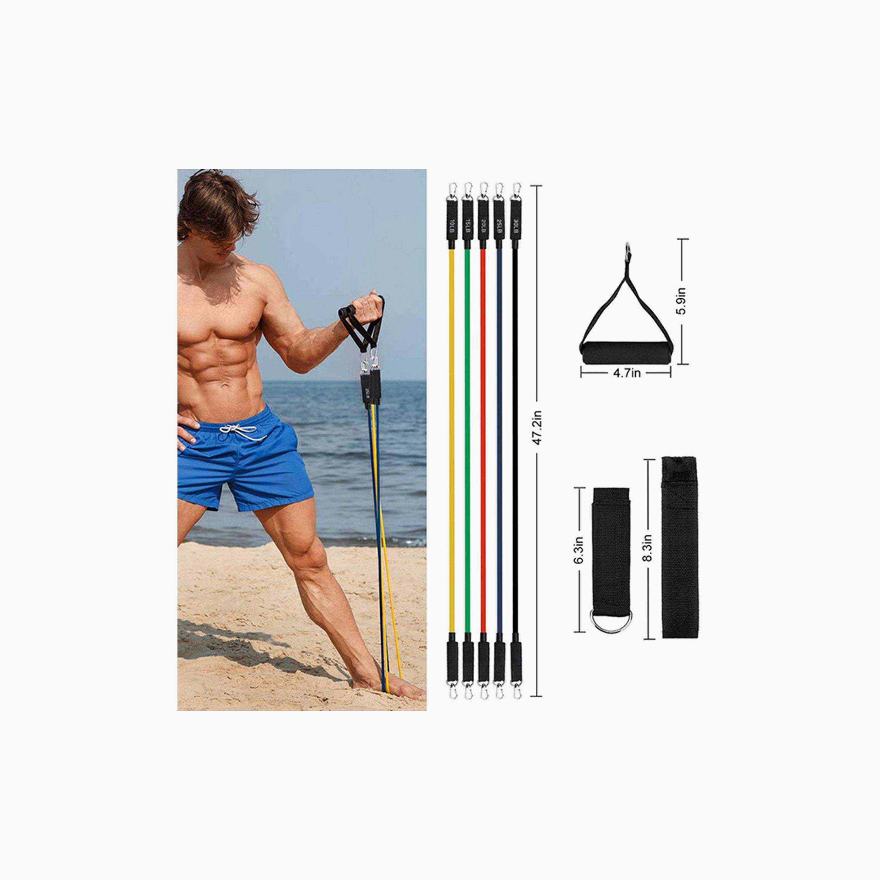 Resistance Band Set, 459 g, 11-Piece - Multicolour-sports-gear-gym-image-3