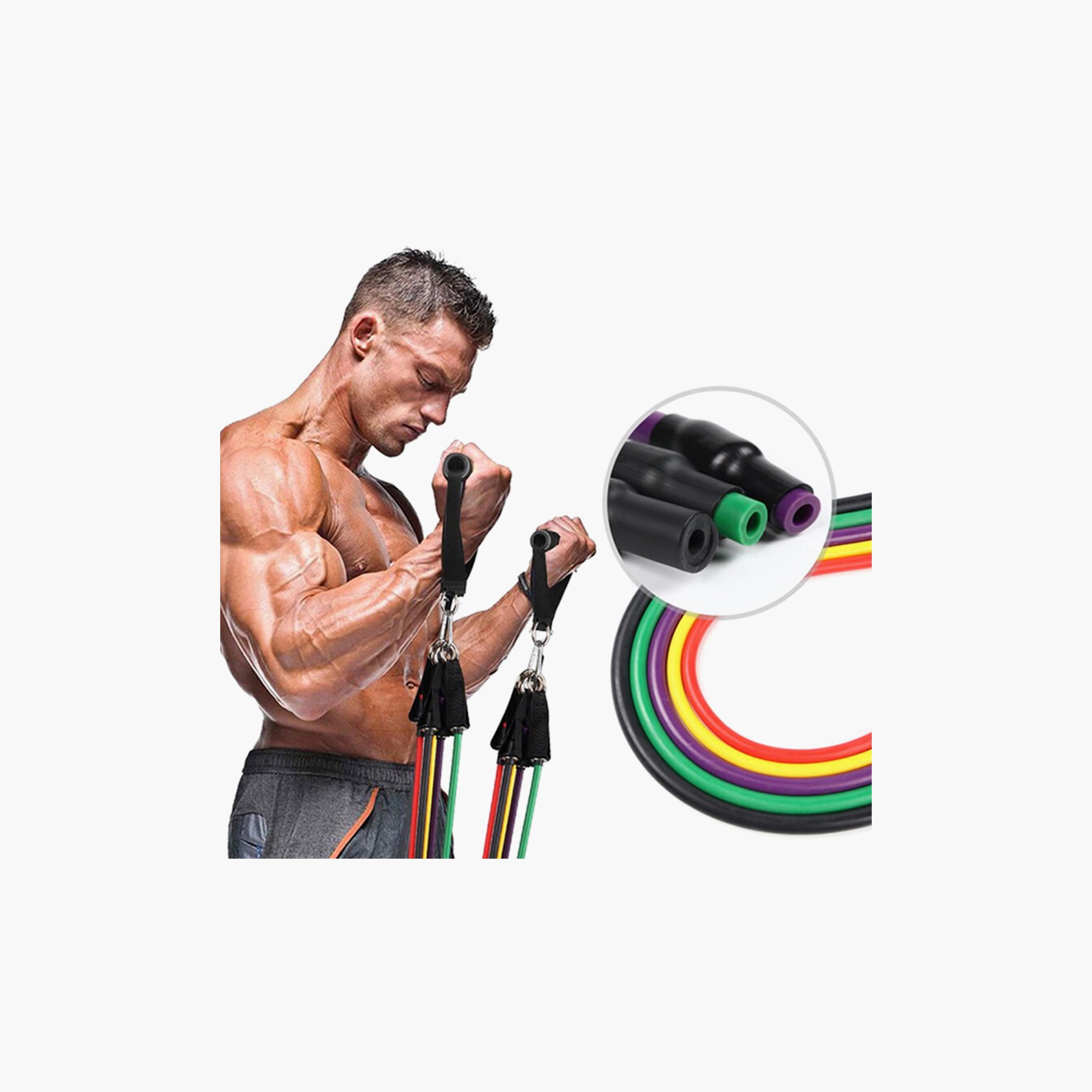 Resistance Band Set, 459 g, 11-Piece - Multicolour-sports-gear-gym-image-4