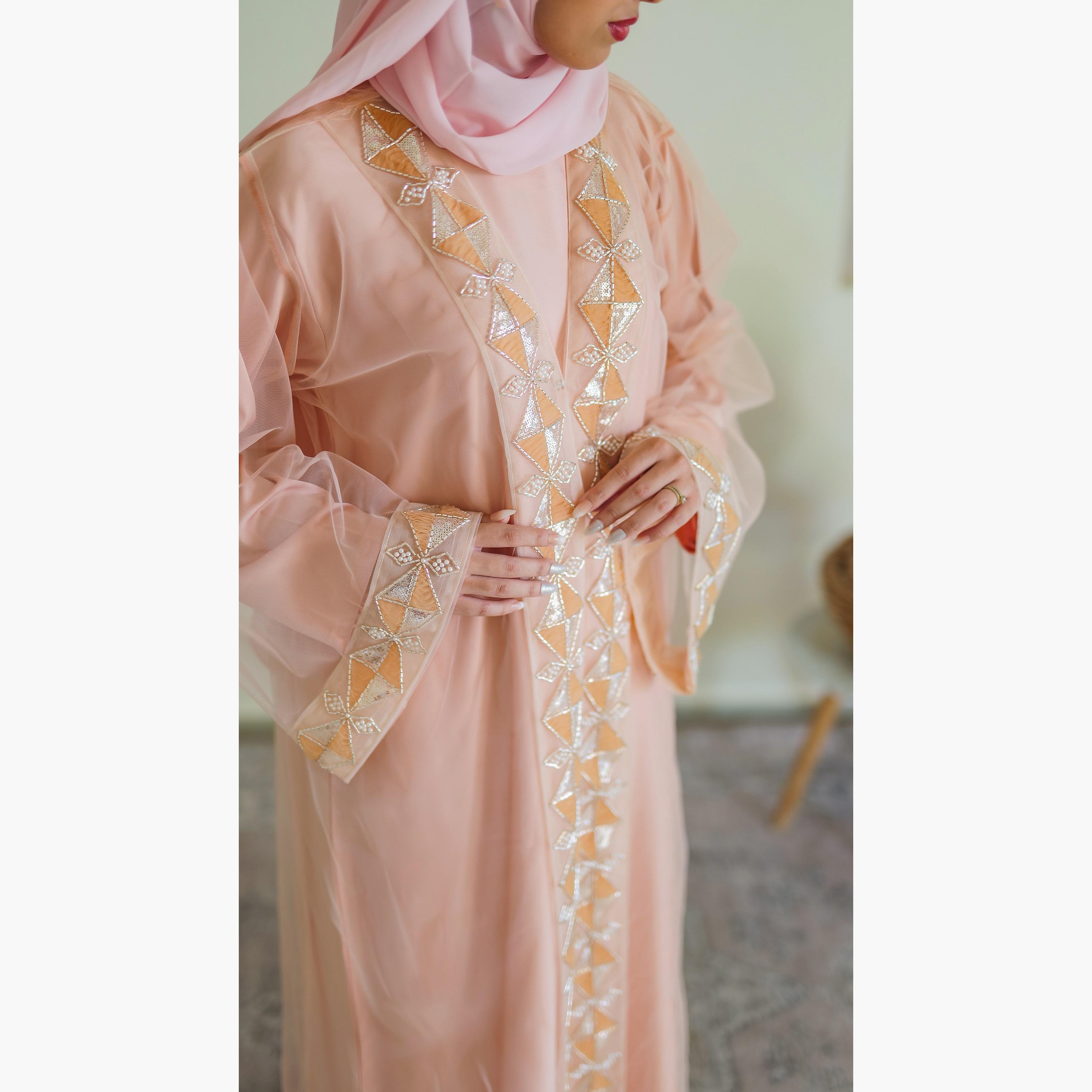 Nukhbaa Sequins & Beaded Detailed Abaya with Hijab-women-arabicclothing-abayas-image-2