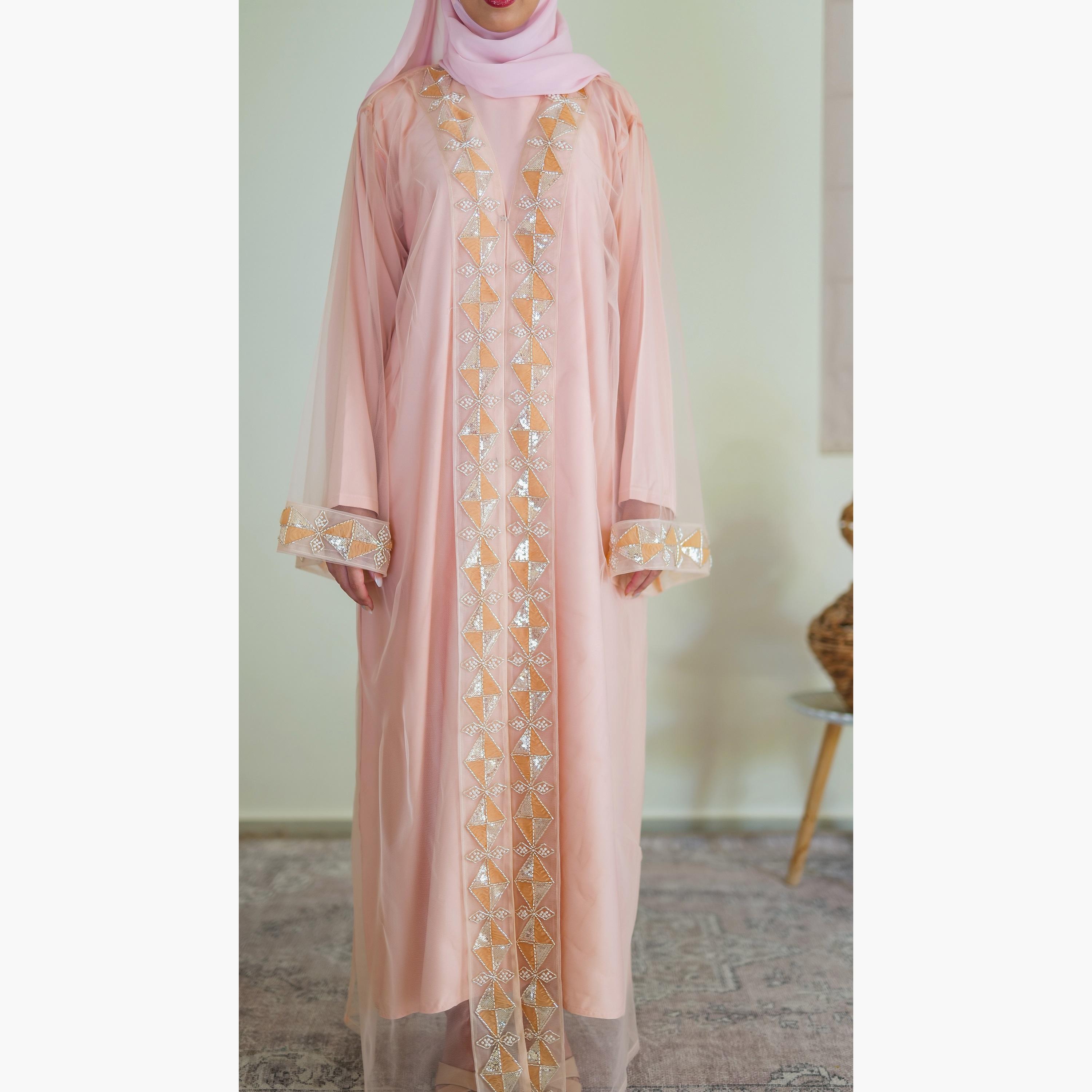 Nukhbaa Sequins & Beaded Detailed Abaya with Hijab-women-arabicclothing-abayas-image-4