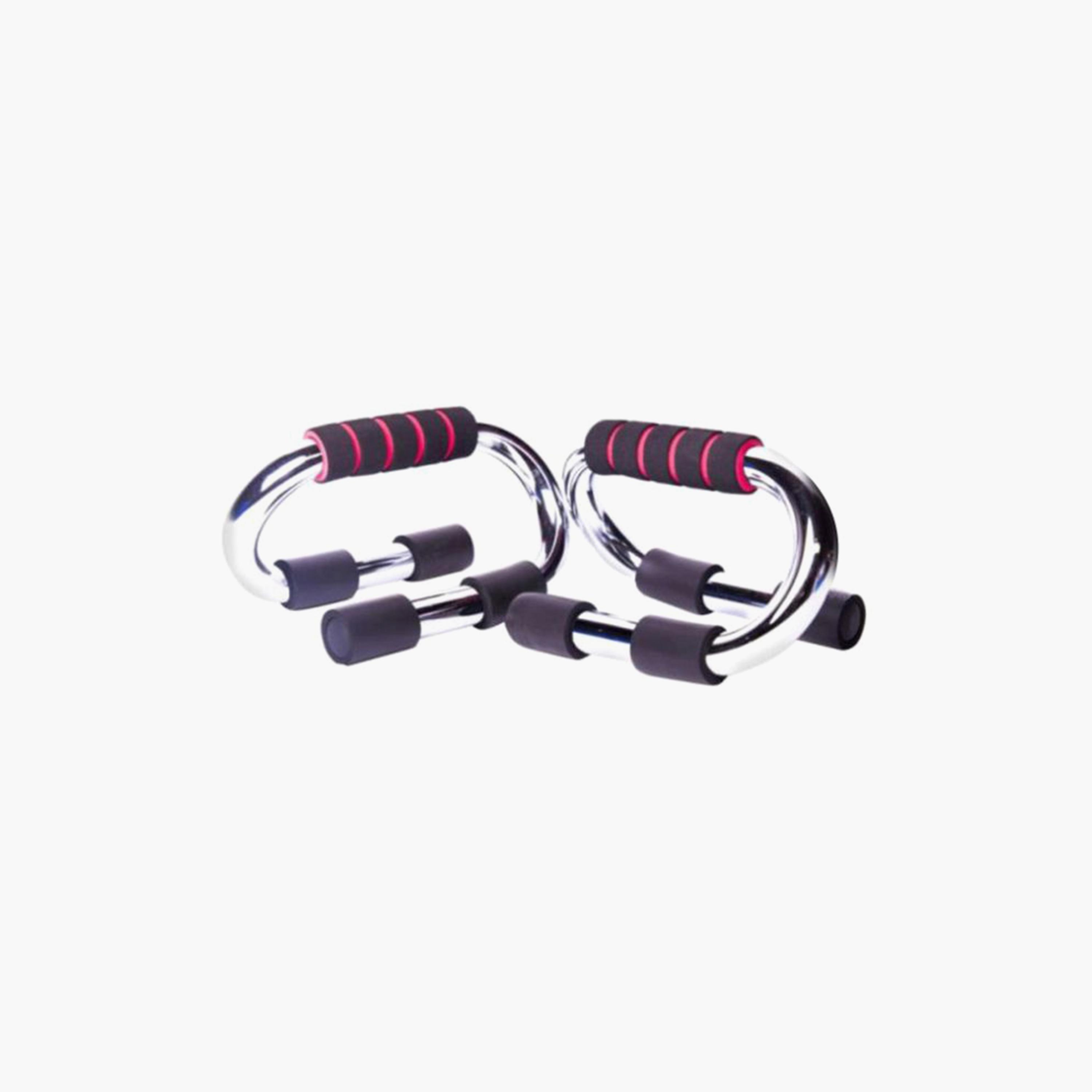 Push Up Abdominal Back Exercise Bar Set, 2-Piece - Black and Silver-sports-gear-gym-image-1