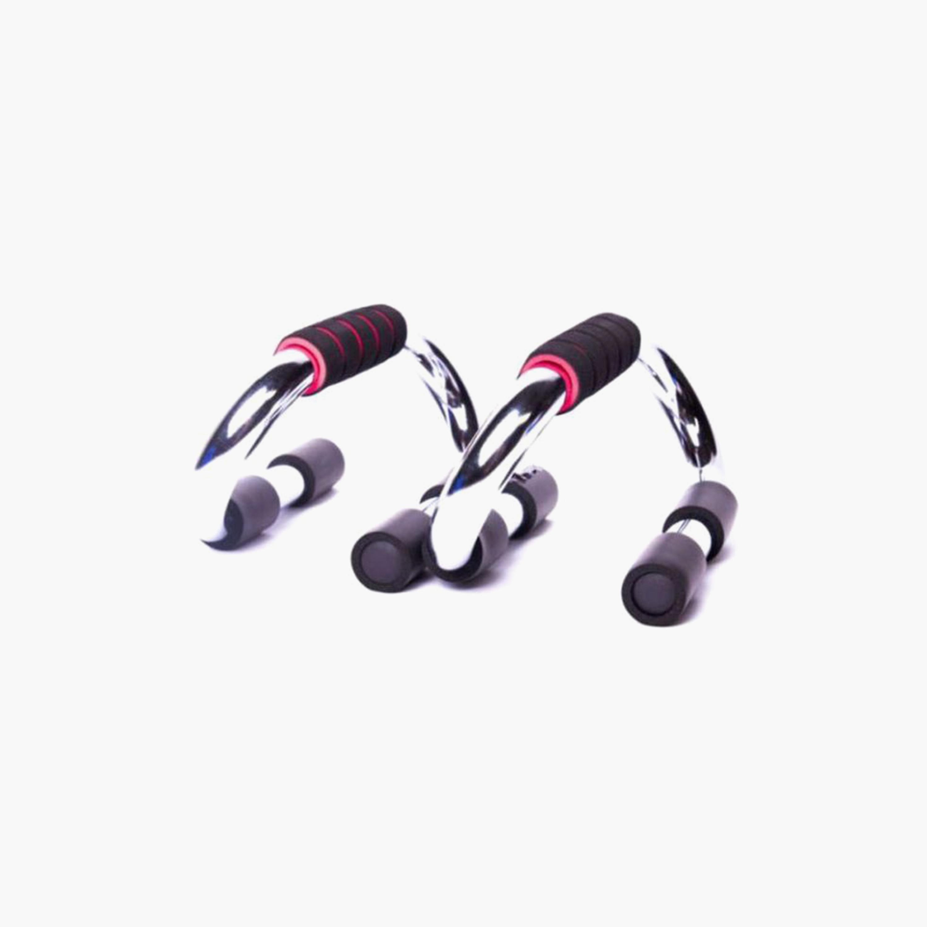 Push Up Abdominal Back Exercise Bar Set, 2-Piece - Black and Silver-sports-gear-gym-image-2