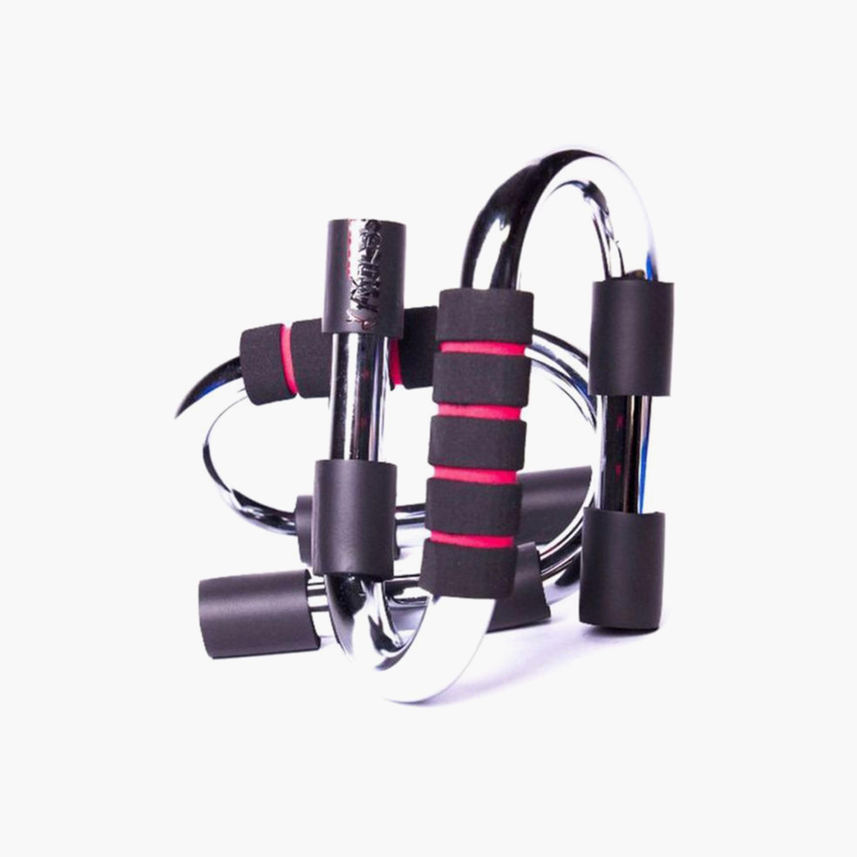 Push Up Abdominal Back Exercise Bar Set, 2-Piece - Black and Silver-sports-gear-gym-image-3